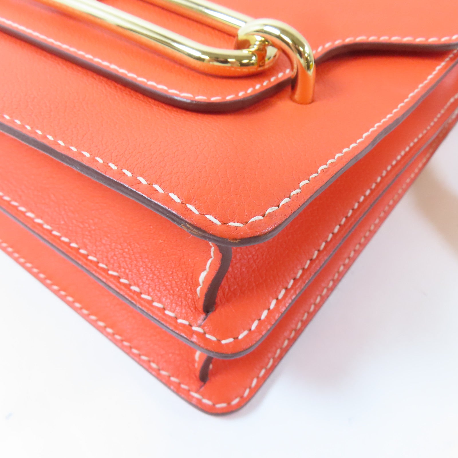 HERMES Evercolor皮革Roulis 23金扣肩背袋Capucine/橙色