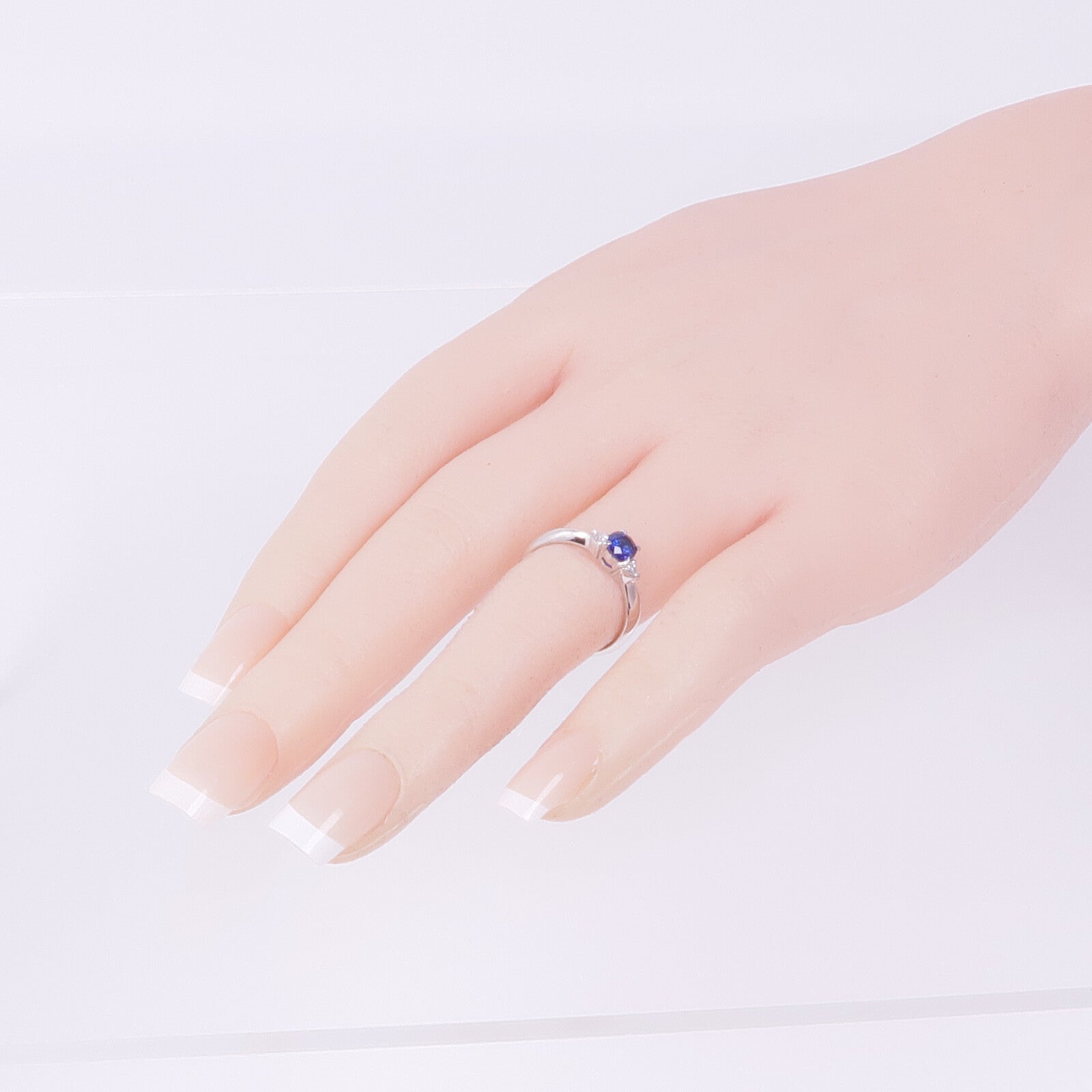 JEWELRY PT900鉑金Sapphire Diamond Ring藍寶石/鑽石戒指US#5.25