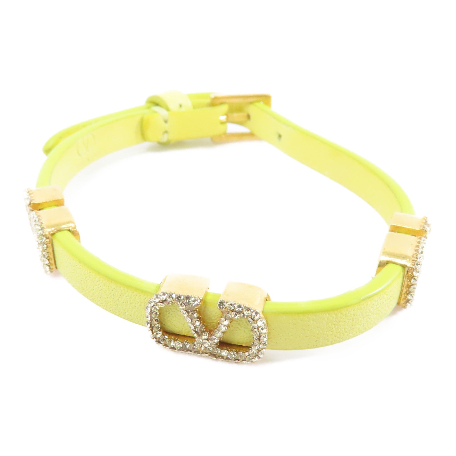 Valentino 牛皮皮革/金屬Bracelet手鏈黃色/金色