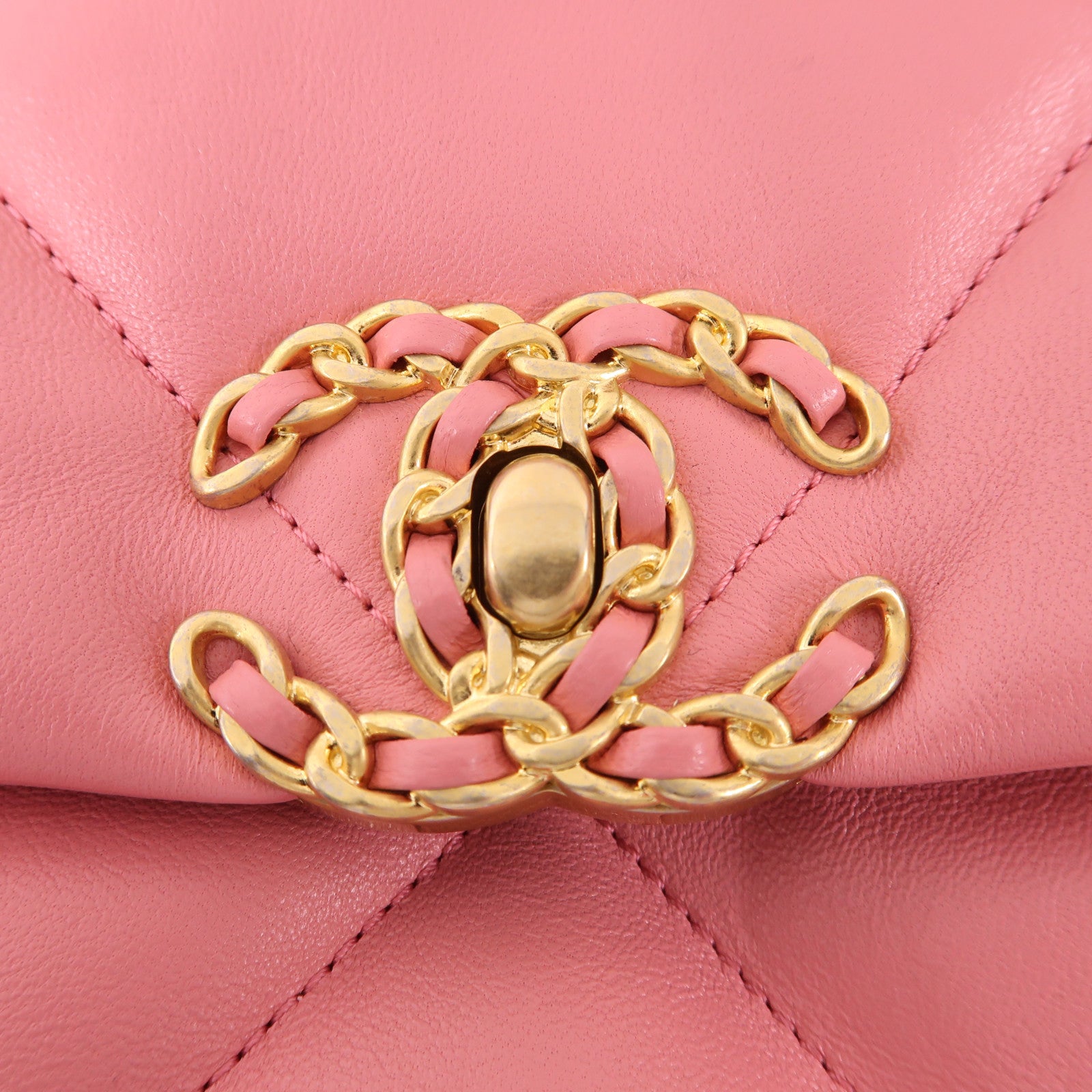 CHANEL CC C19 2 Way Chain Shoulder Bag AS1160 Lambskin Leather Pink