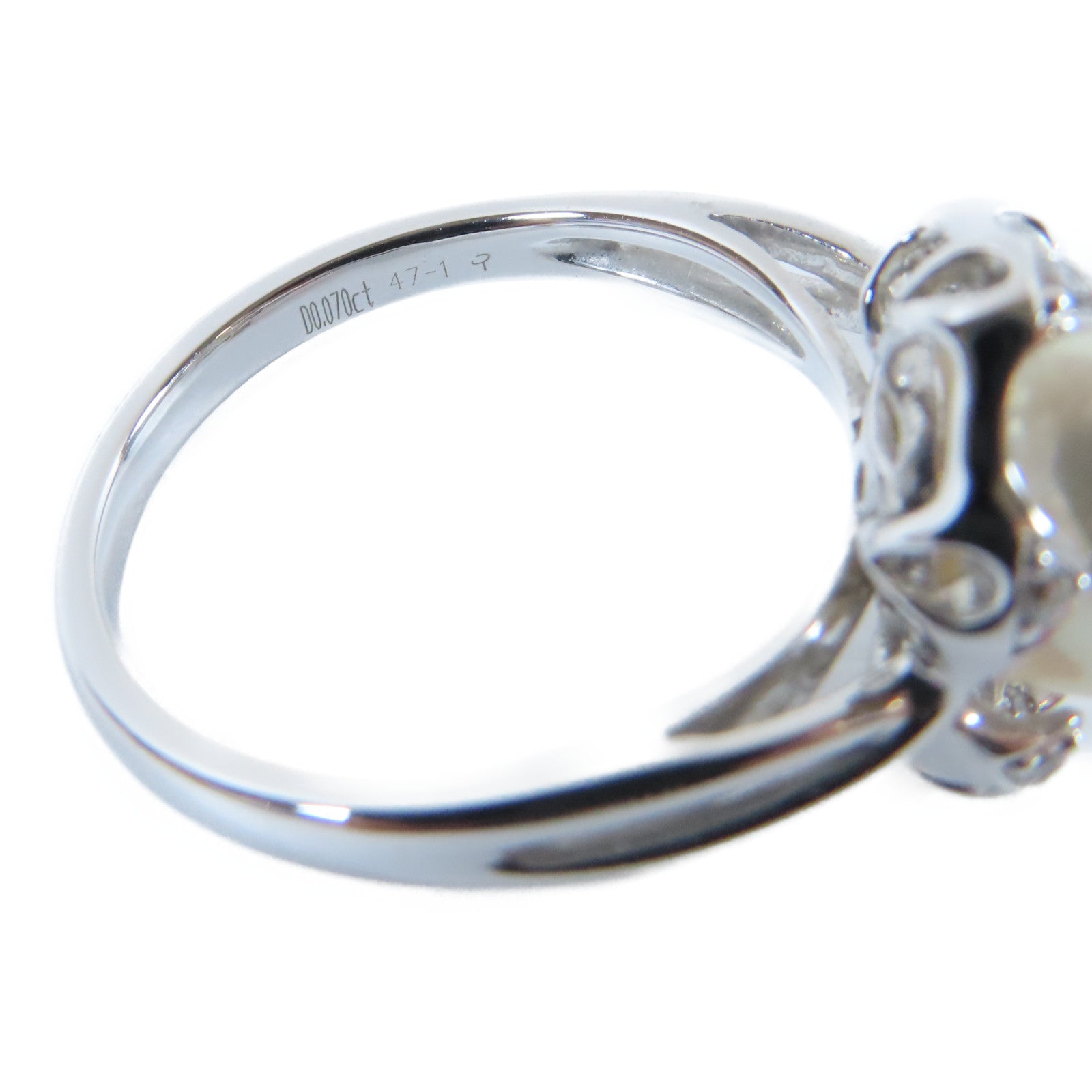 JEWELRY 【激減優惠】18K白金Pearl Ring 0.070ct鑽石戒指US#6