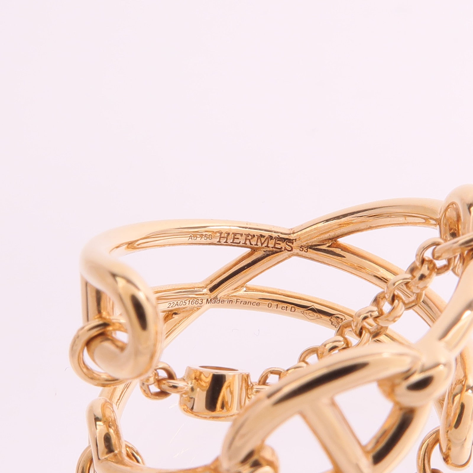 HERMES 18K玫瑰金Chaine D'ancre Chaos Ring鑽石戒指