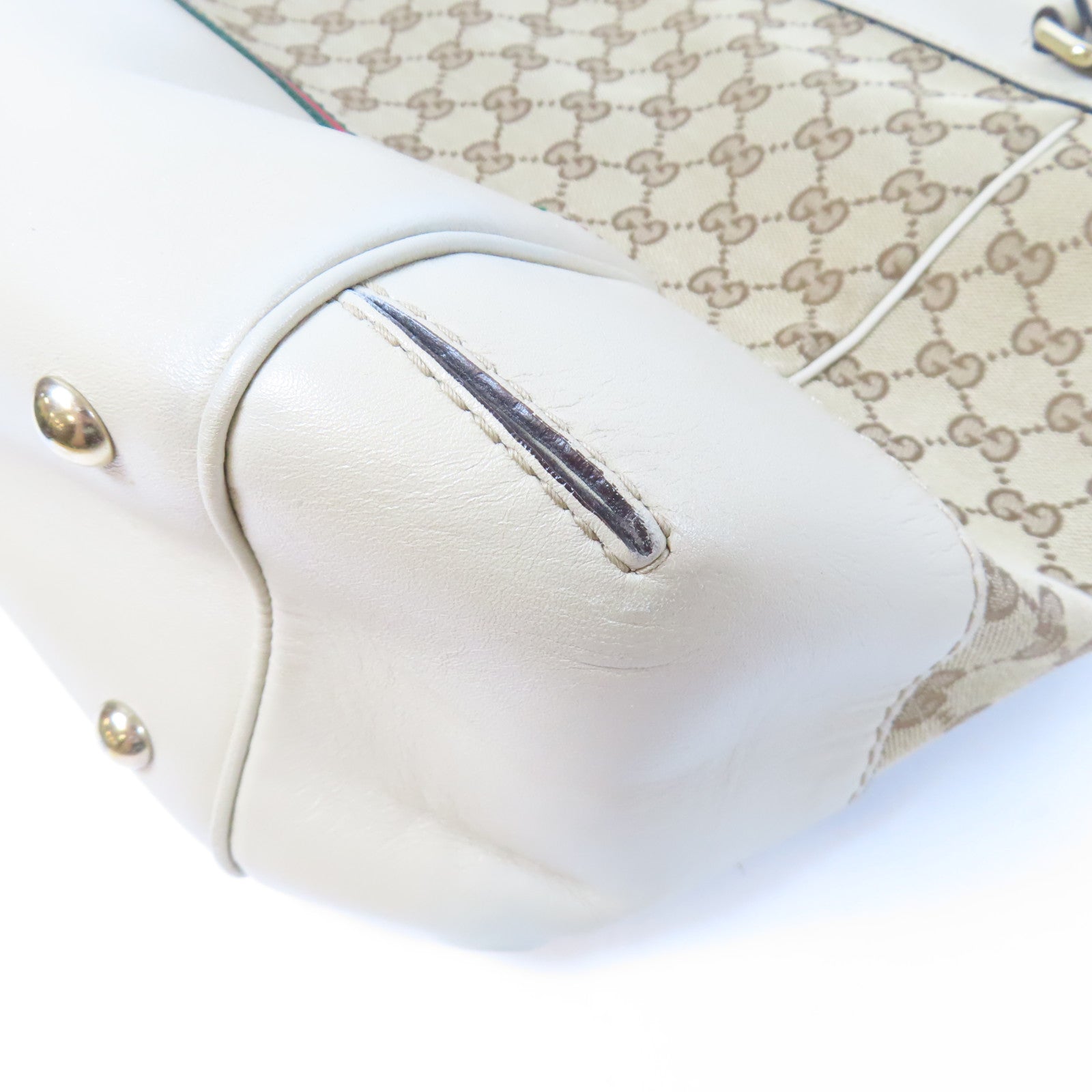 GUCCI 帆布Mayfair金扣手挽肩背兩用袋白色/啡色