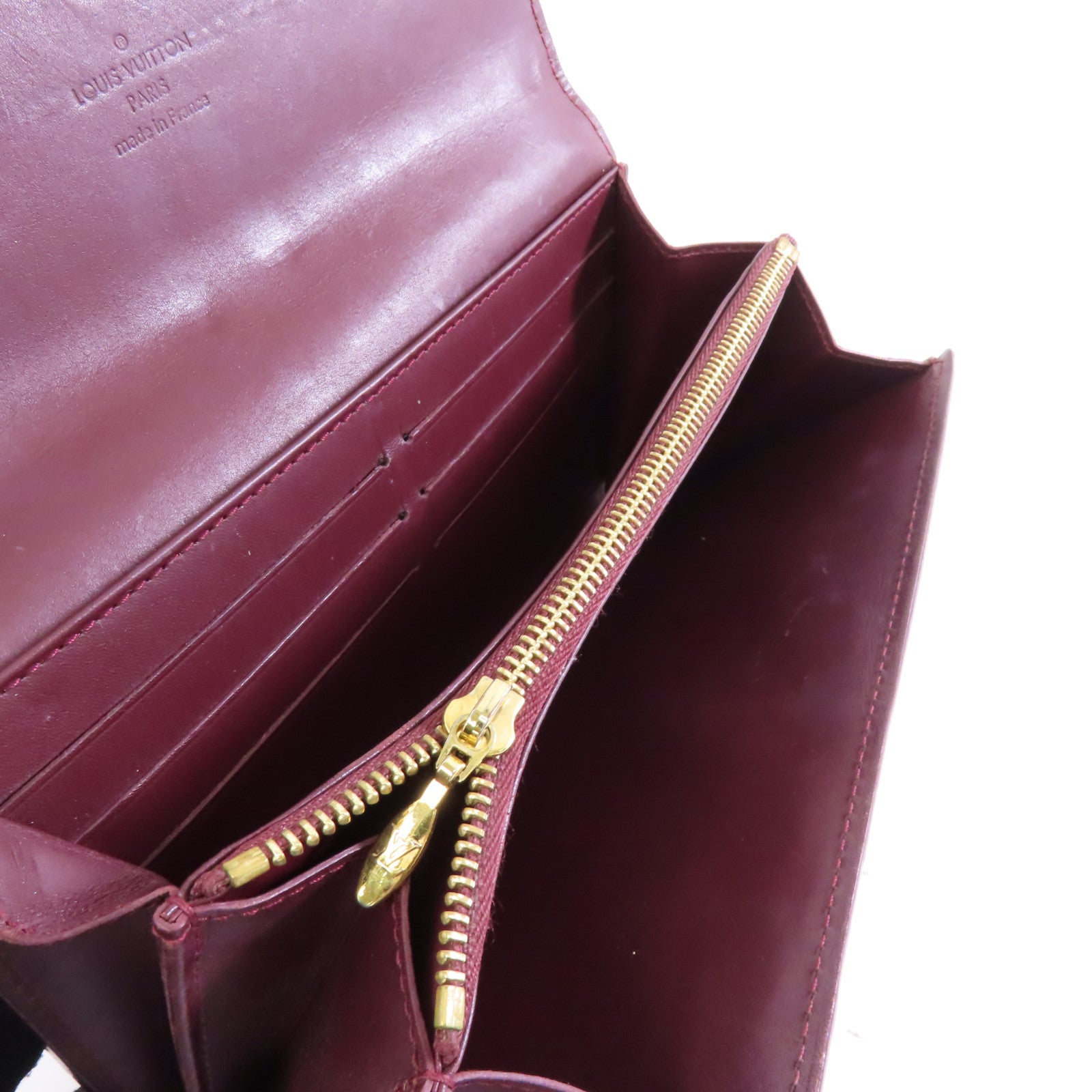 LOUIS VUITTON 【激減優惠】Vernis Portefeuille Sarah金扣長錢包酒紅色