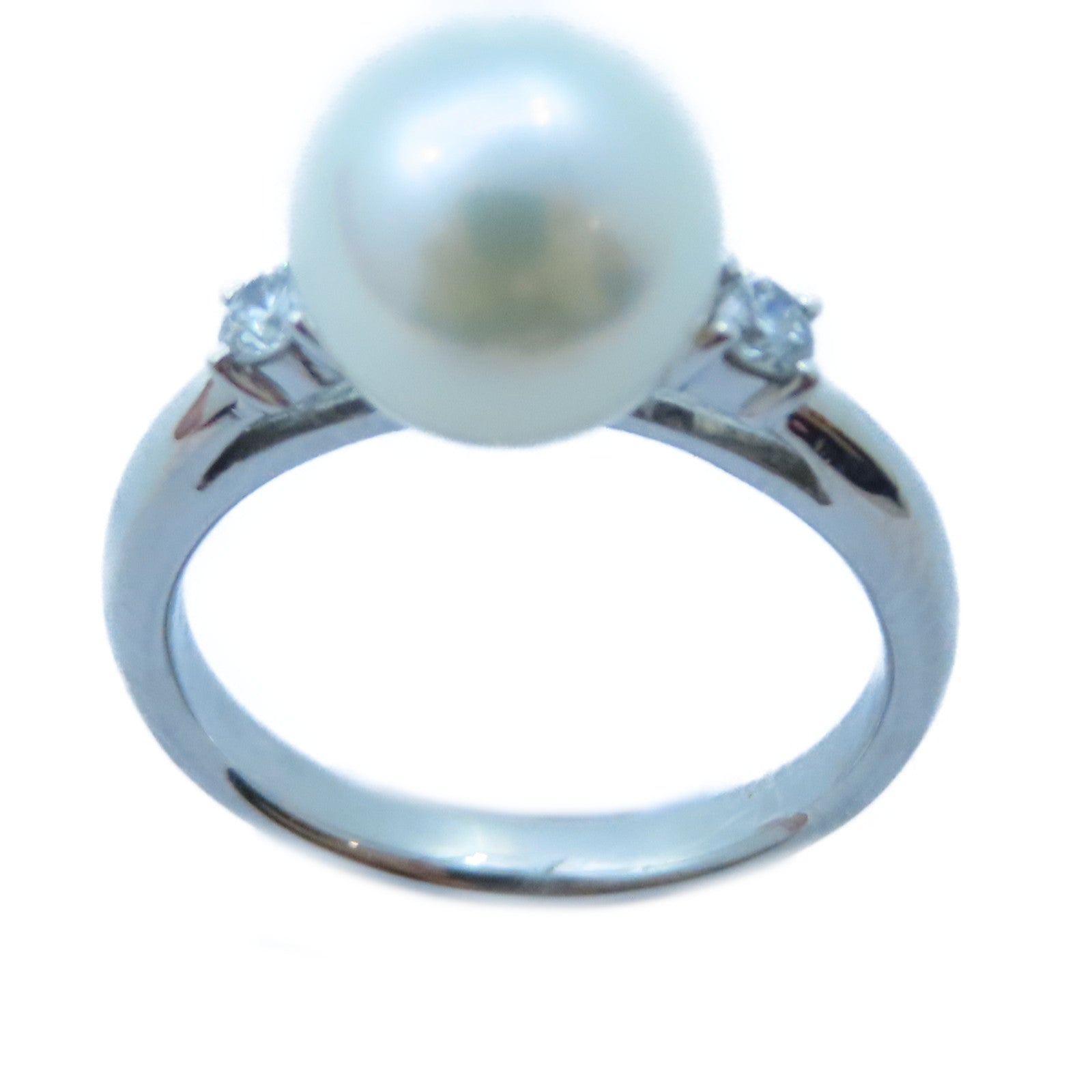 JEWELRY 【激減優惠】PT900白金Pearl/Diamond Ring 8.9mm珍珠/0.13ct鑽石戒指US#5.5