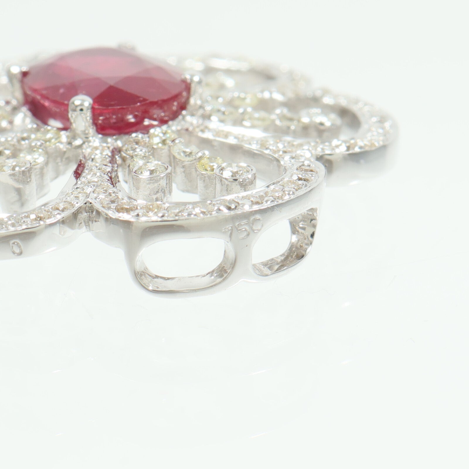 JEWELRY 18K白金Ruby Diamond Pendant紅寶石/鑽石吊墜