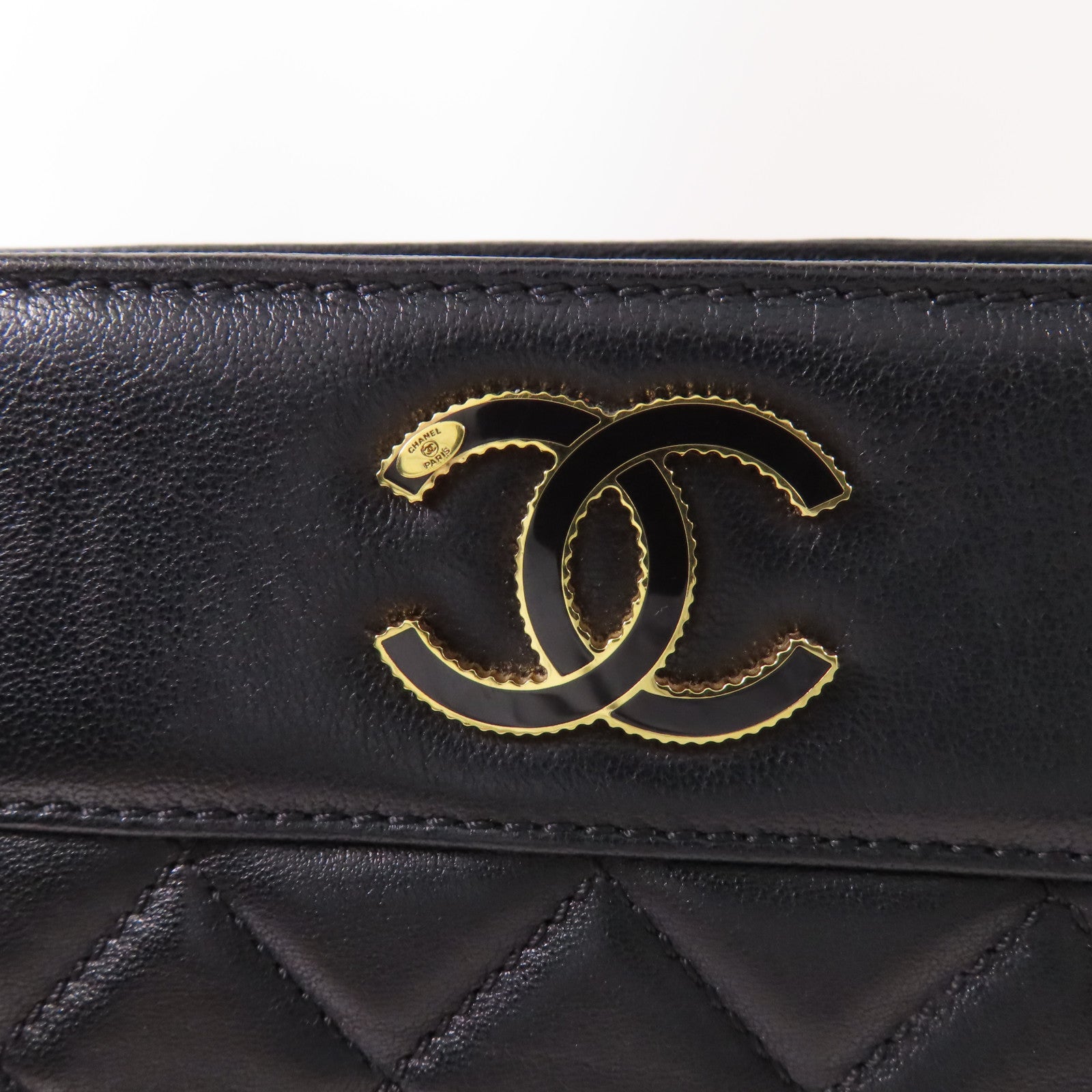 CHANEL 羊皮皮革Shoulder Bag金扣鏈帶肩背袋