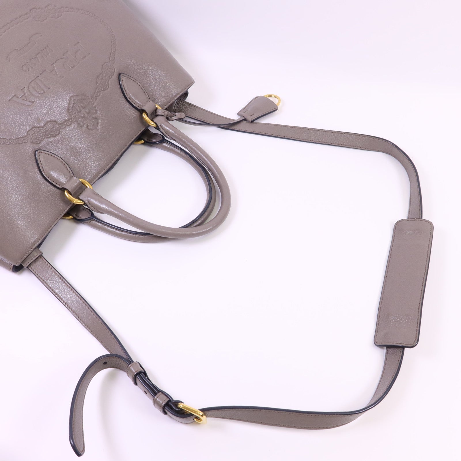 PRADA 牛皮皮革2 Way Shoulder Bag金扣手挽肩背兩用袋