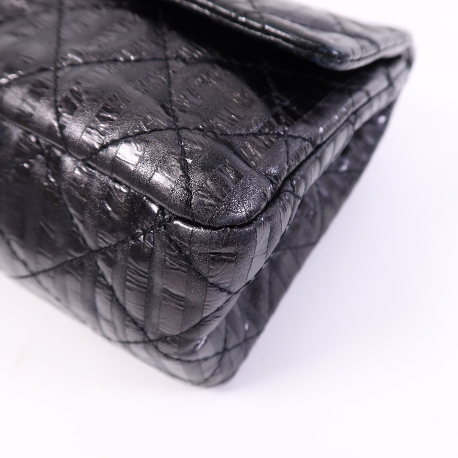 CHANEL 【激減優惠】牛皮皮革2.55 Large銀扣鏈帶肩背袋
