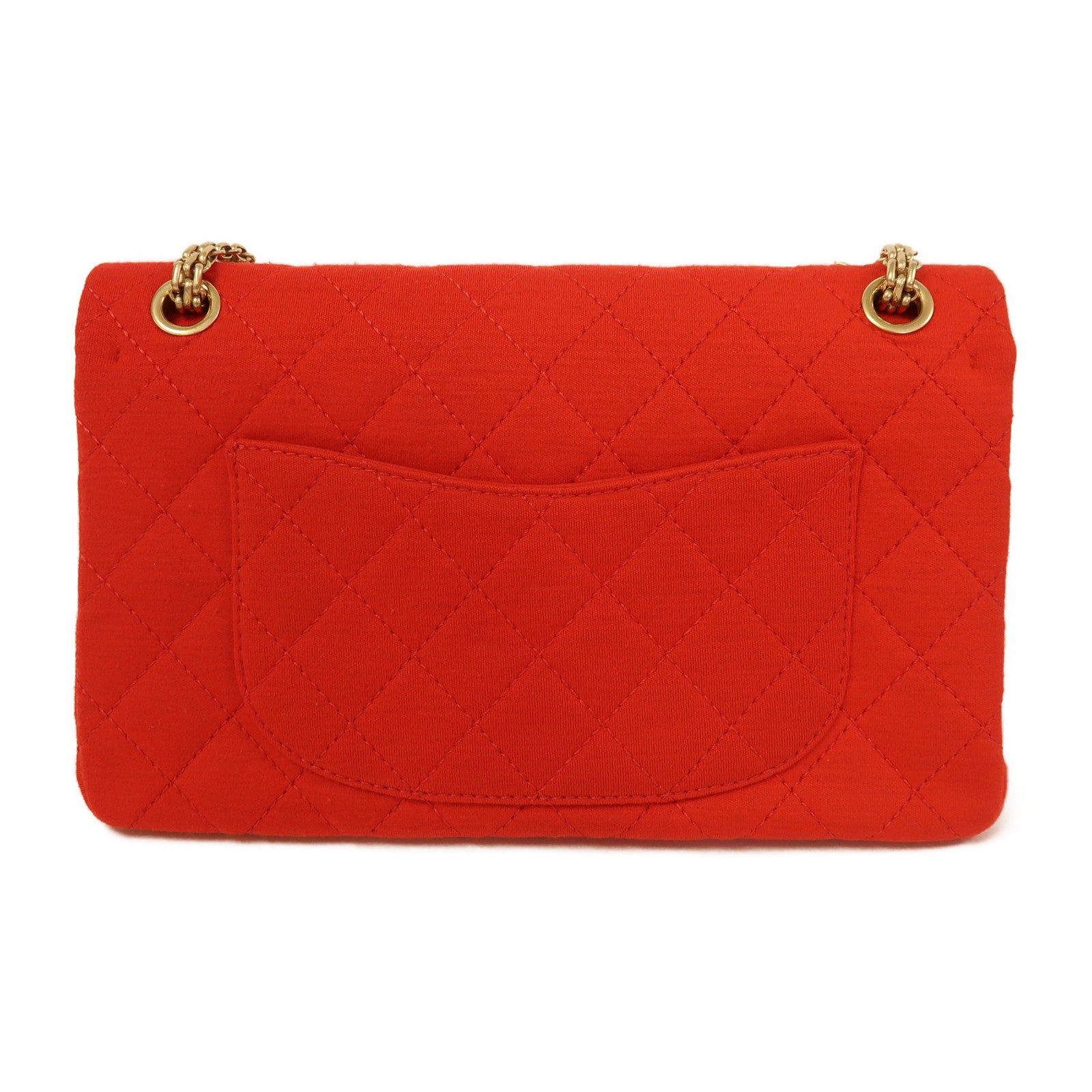 CHANEL 帆布2.55 Chain Shoulder金扣鏈帶肩背袋紅色