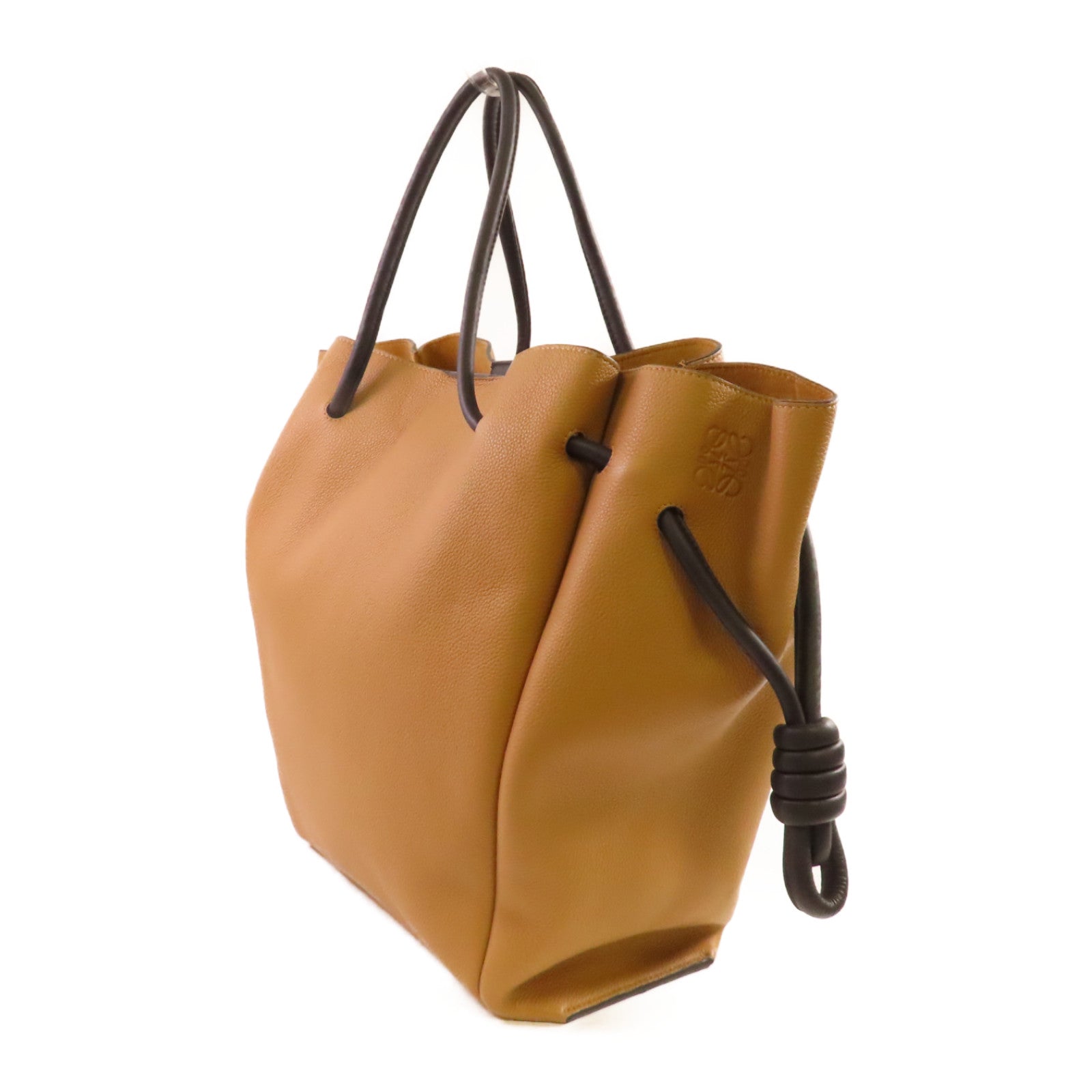 LOEWE 牛皮皮革Flamenco Knot Tote Bag肩背袋啡色