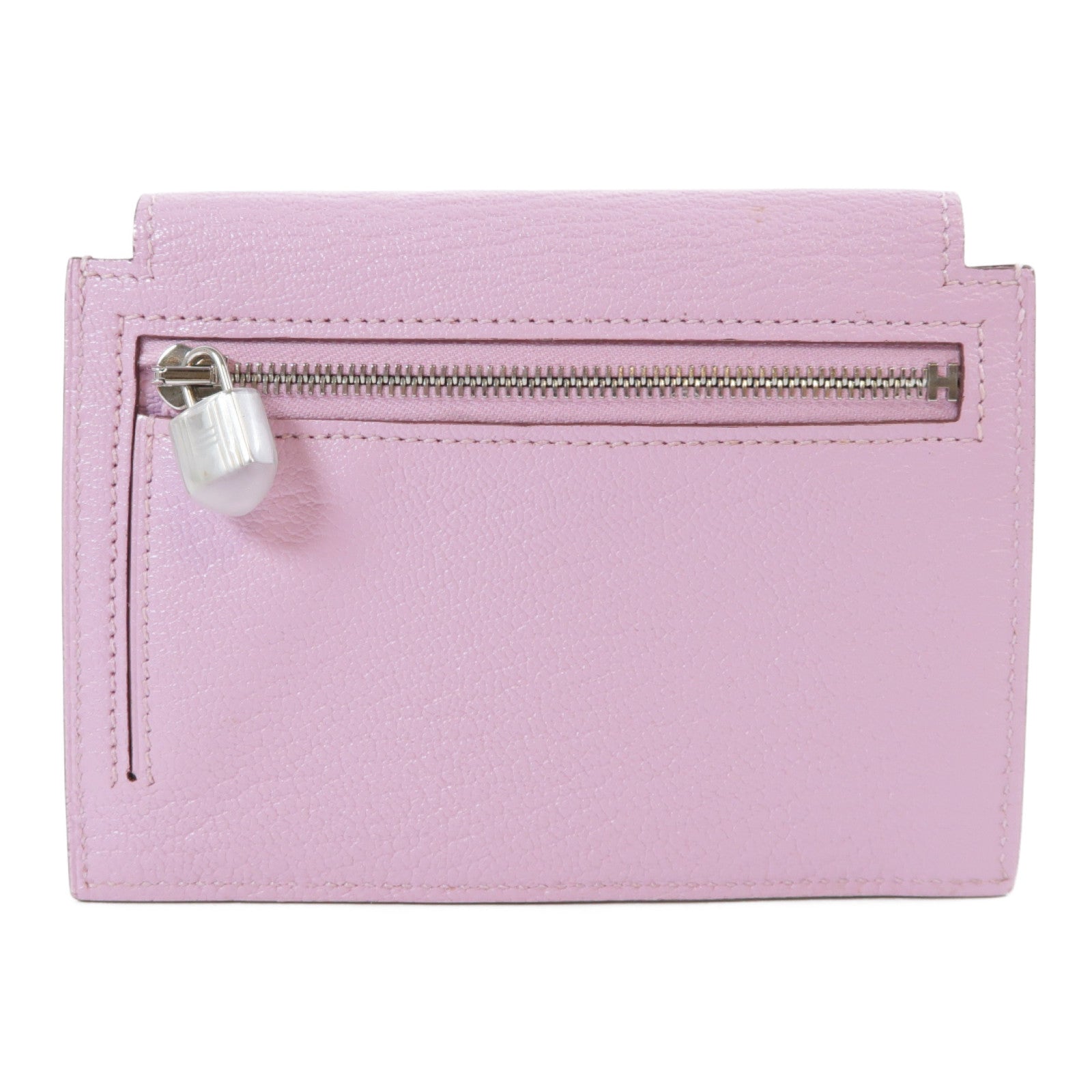 HERMES 【激減優惠】Chevre皮革Kelly Pocket金扣卡片套/零錢包Mauve Sylvestre錦葵紫色