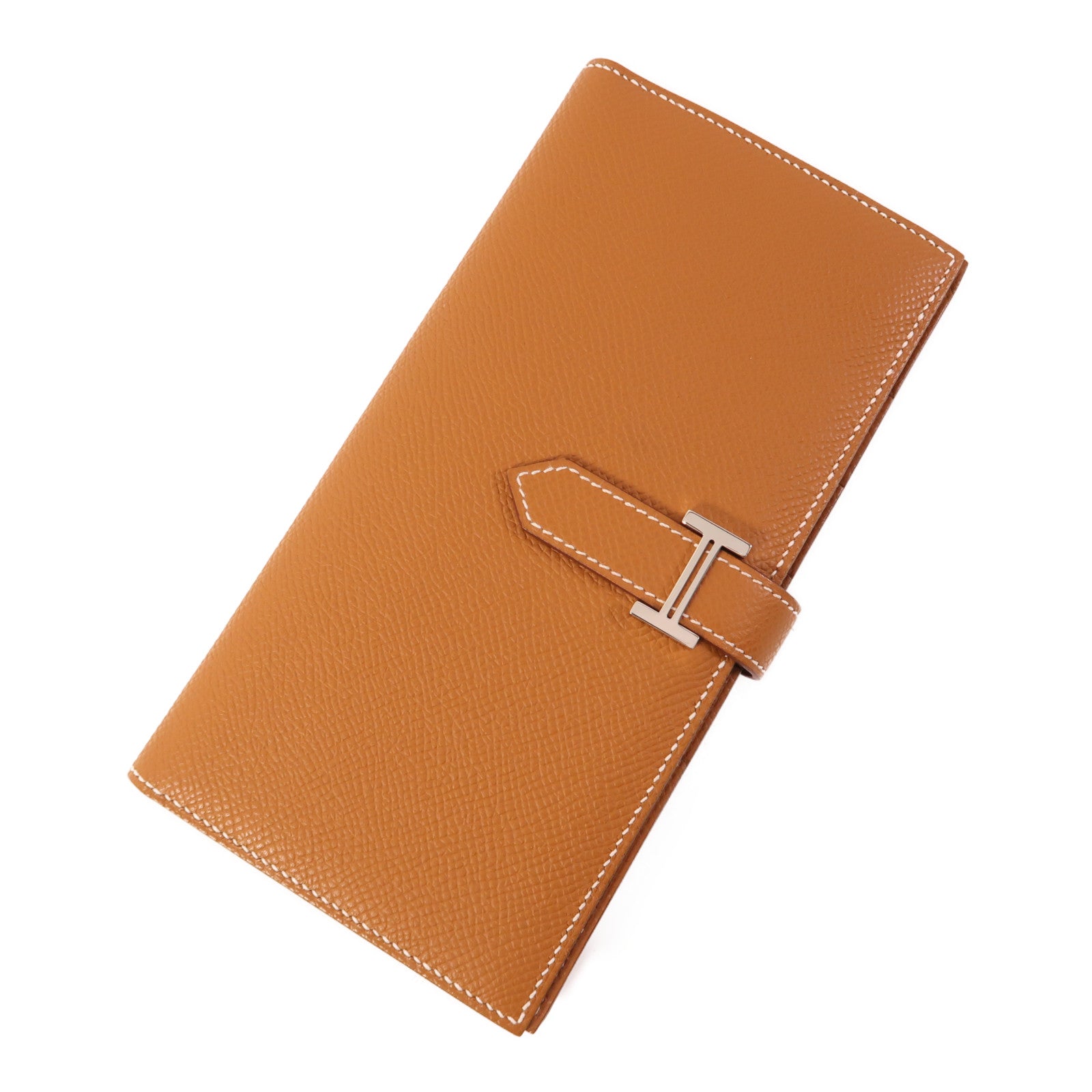 HERMES Epsom皮革Bearn Long Wallet銀扣長錢包Gold