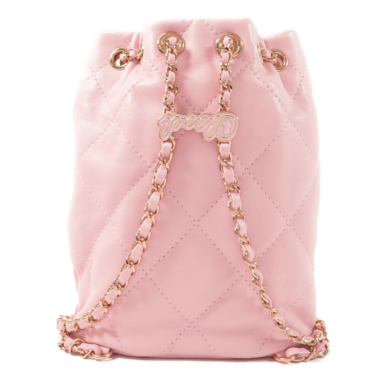CHANEL 羊皮皮革Backpack金扣背包