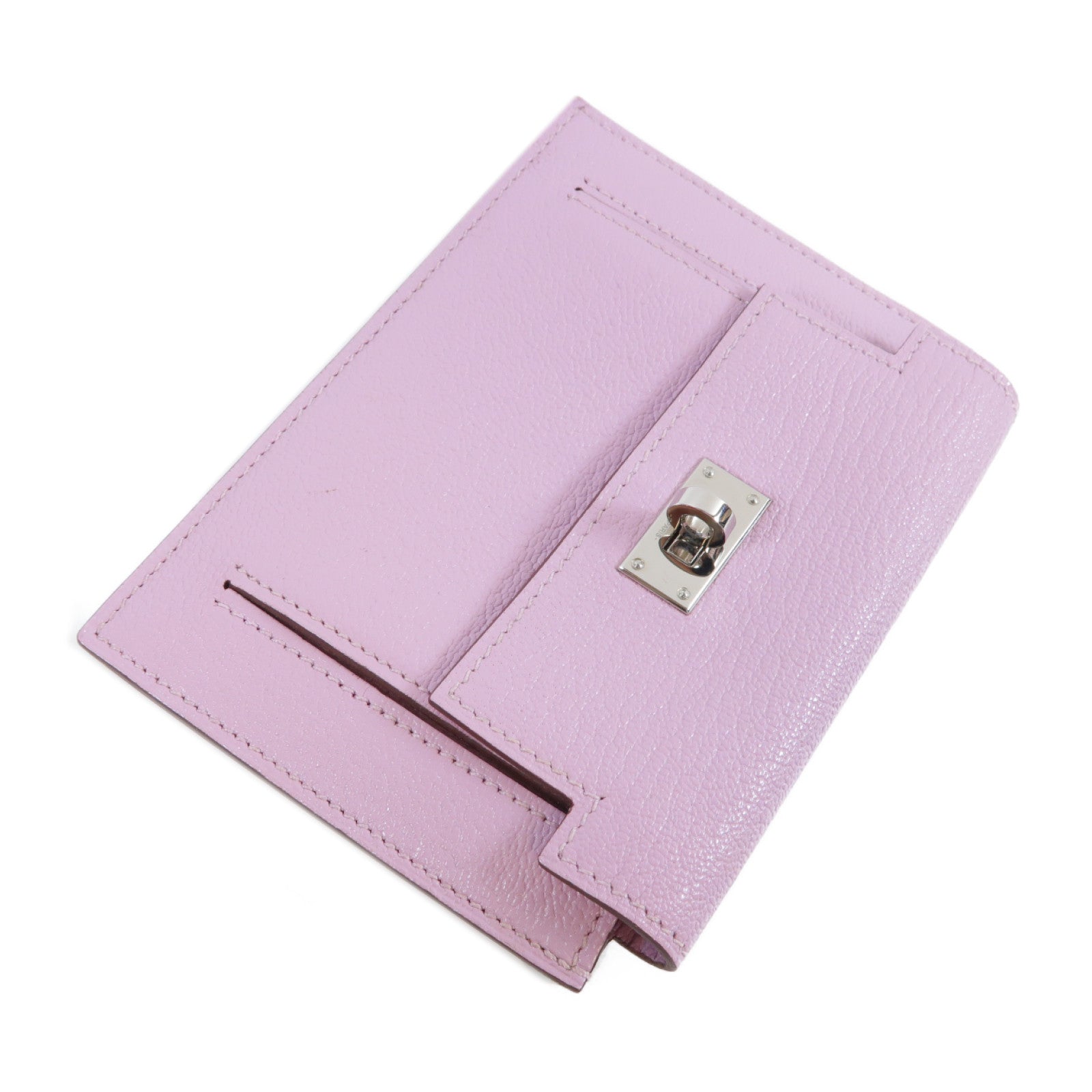 HERMES 【激減優惠】Chevre皮革Kelly Pocket金扣卡片套/零錢包Mauve Sylvestre錦葵紫色