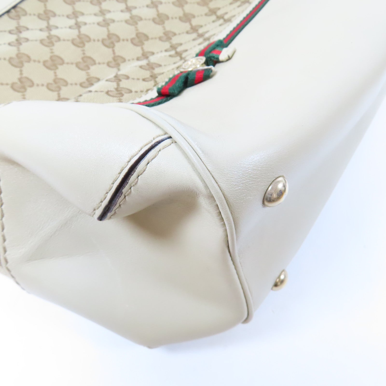 GUCCI 帆布Mayfair金扣手挽肩背兩用袋白色/啡色