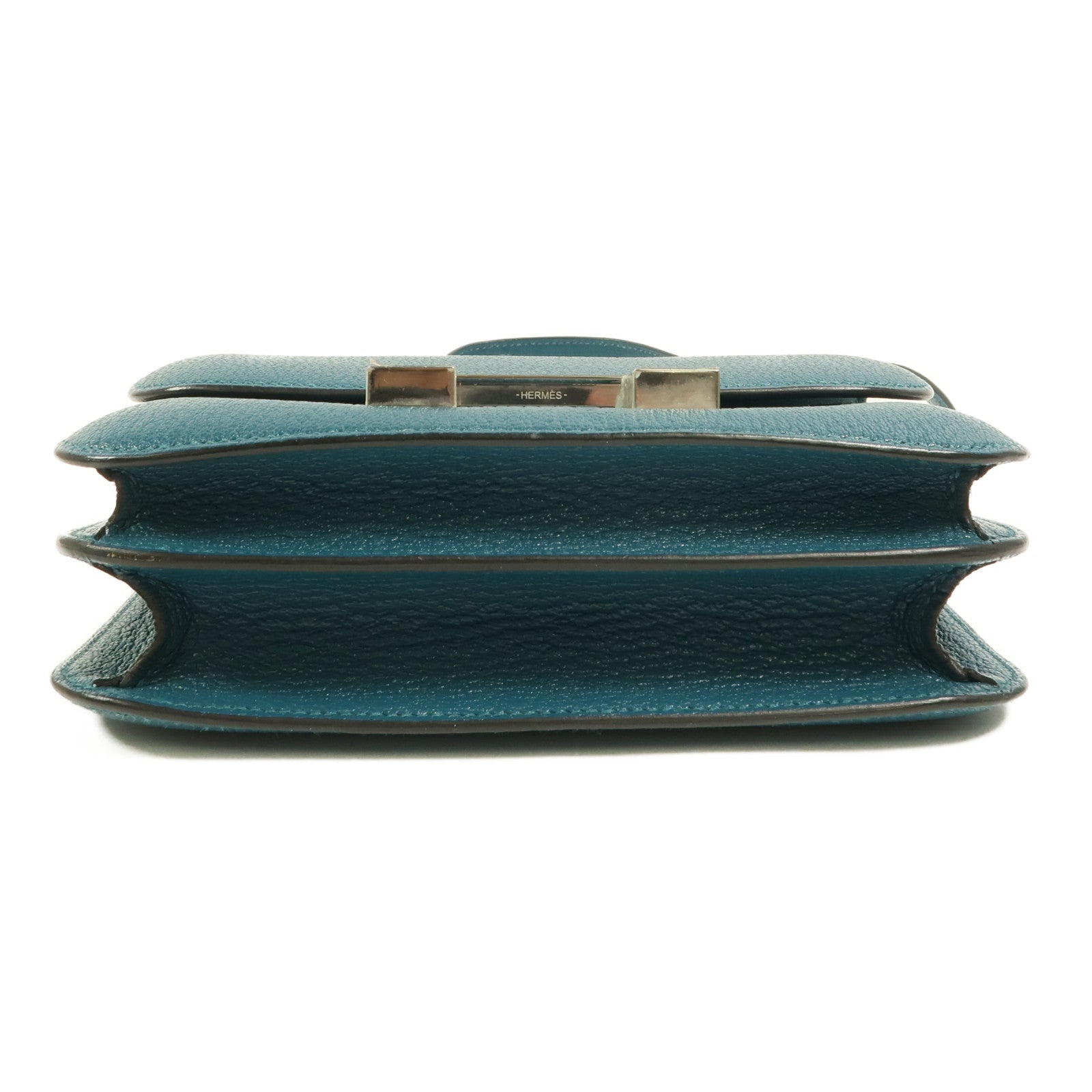 HERMES Chevre Mysore皮革Constance Mini肩背袋Vert Bosphore