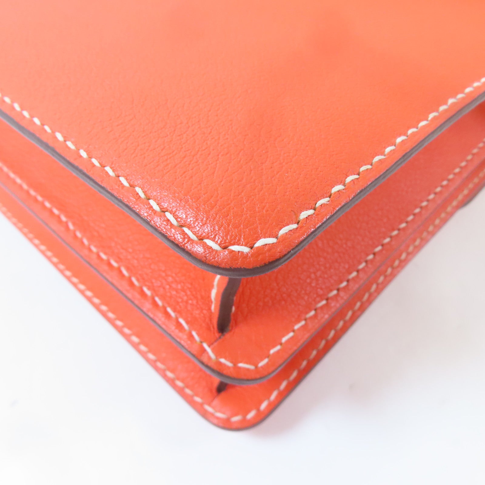 HERMES Evercolor皮革Roulis 23金扣肩背袋Capucine/橙色