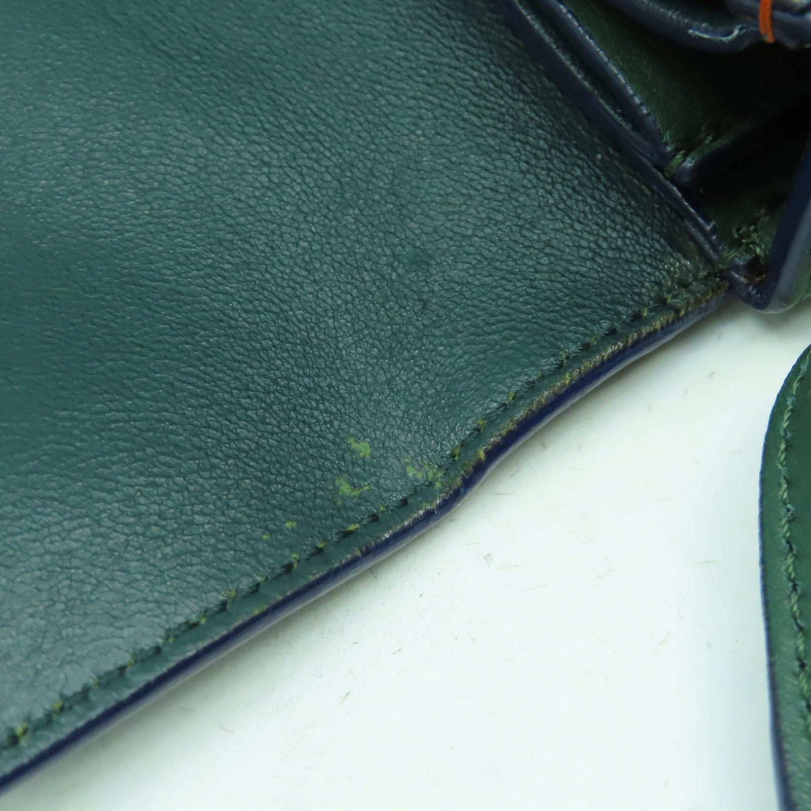 CELINE 牛皮皮革/馬毛Handbag銀扣手挽袋綠色/黑色