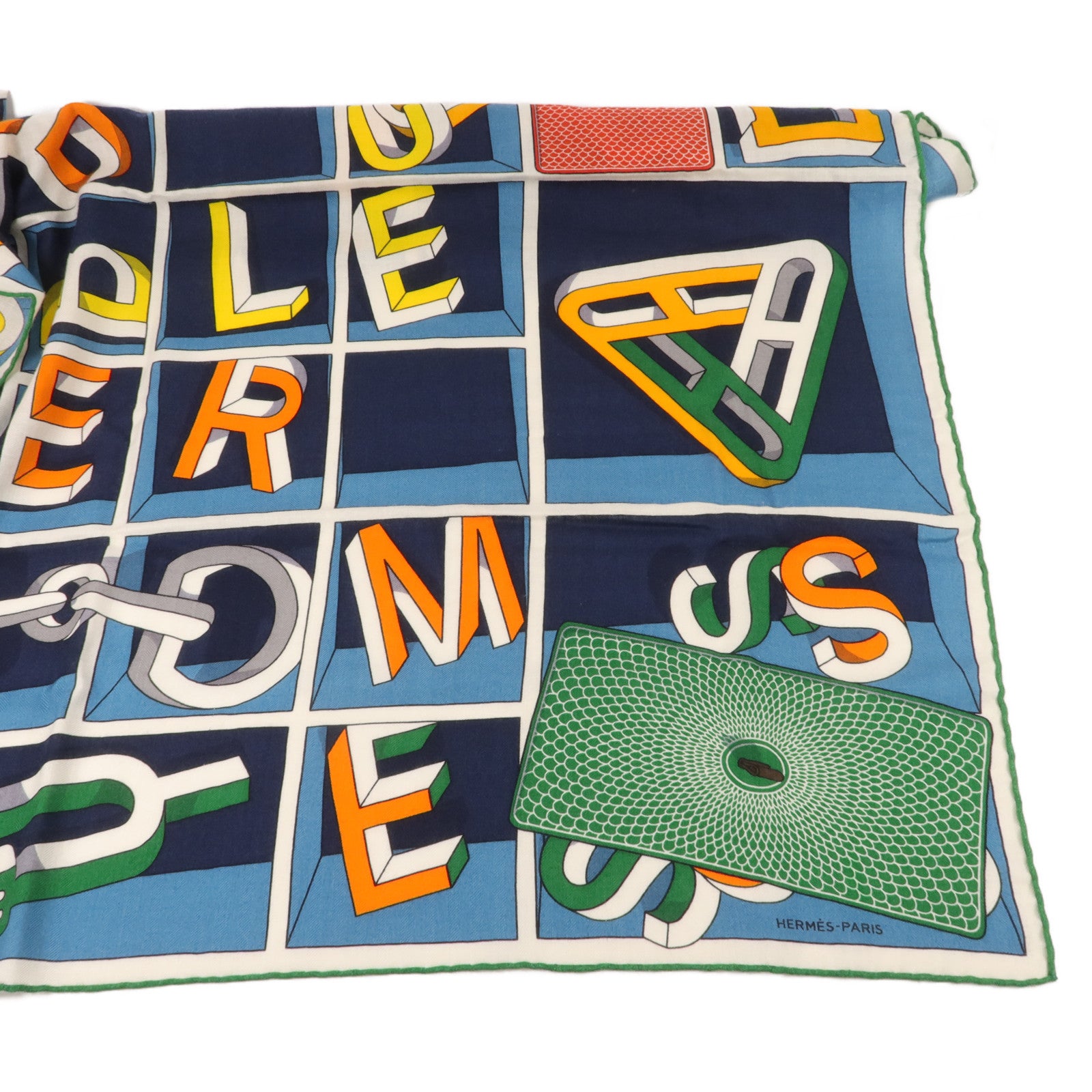 HERMES 羊絨/絲質Scarf 100X100cm絲巾