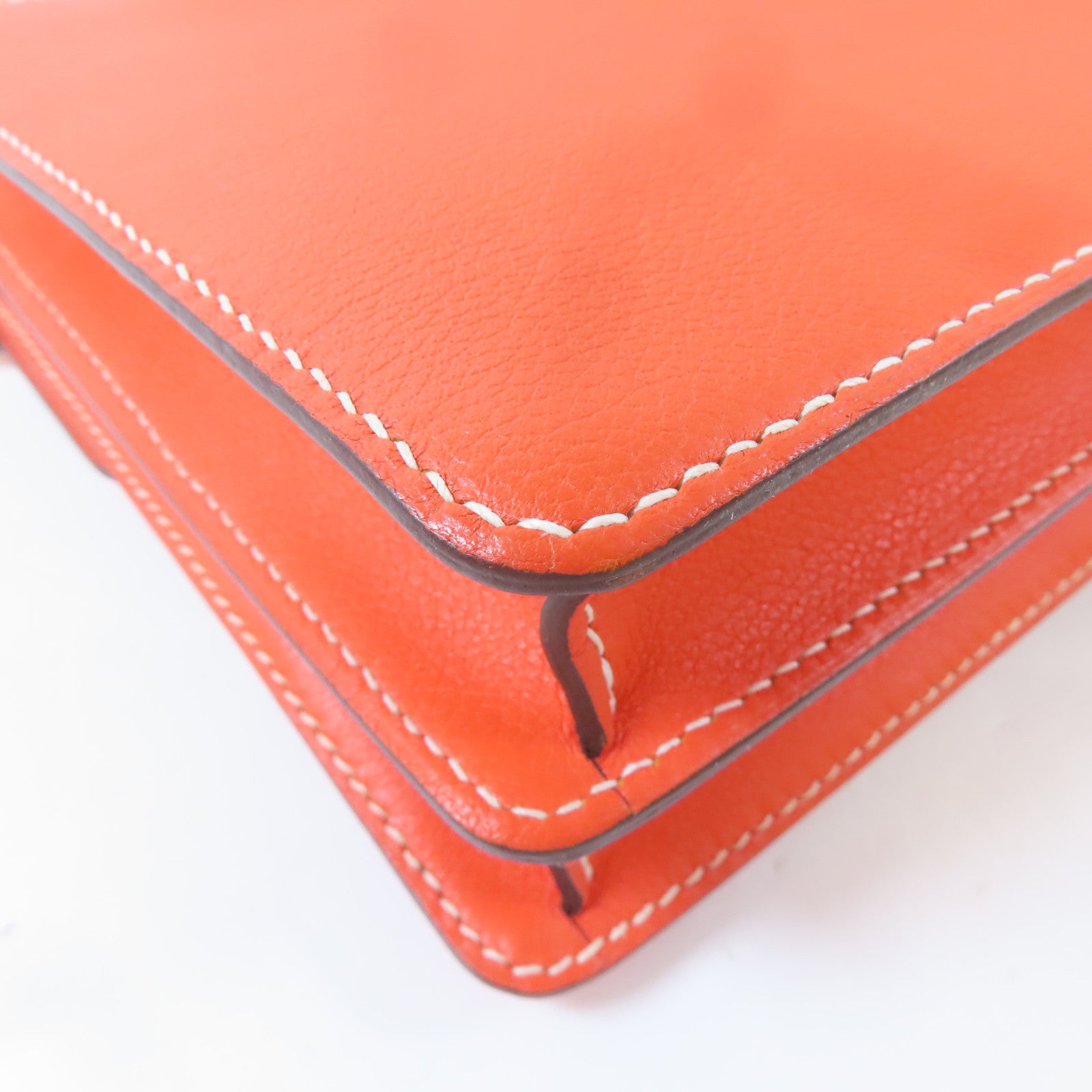 HERMES Evercolor皮革Roulis 23金扣肩背袋Capucine/橙色