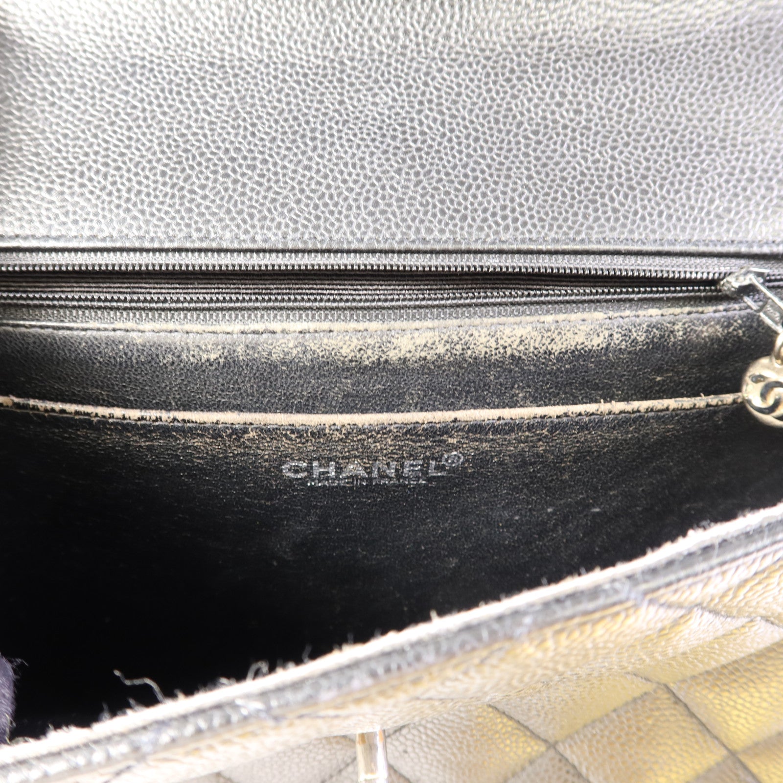 CHANEL 牛皮皮革Matelasse Bag銀扣手挽袋