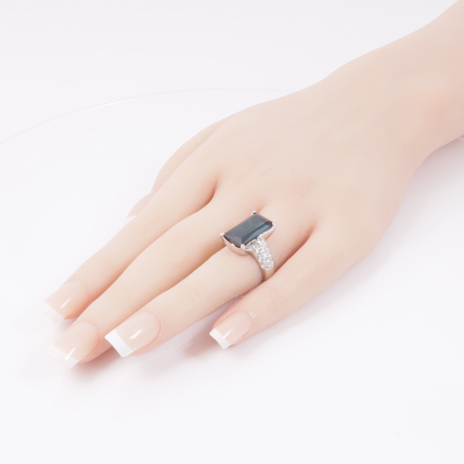 JEWELRY PT900鉑金Tourmaline Diamond Ring戒指US#6.25