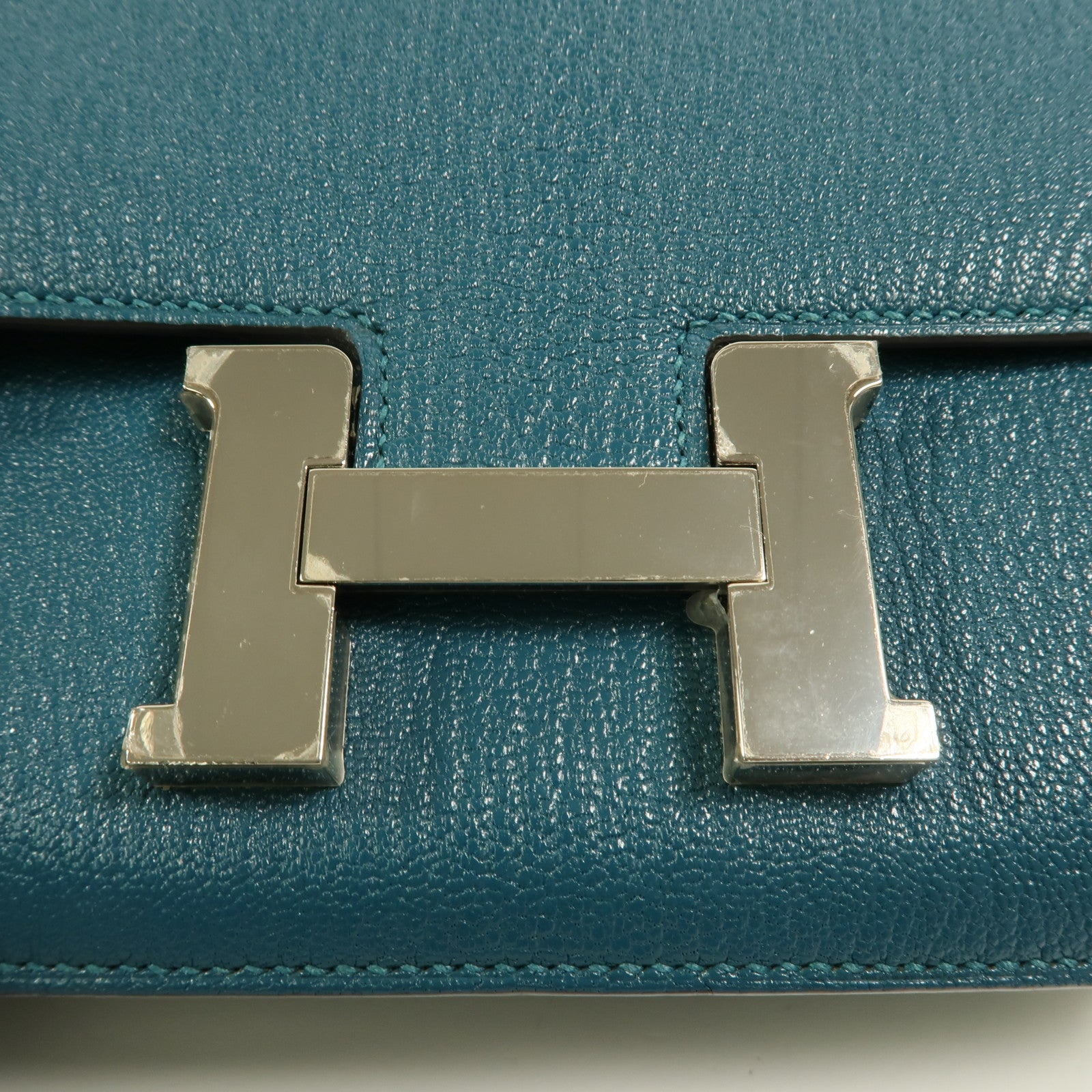 HERMES Chevre Mysore皮革Constance Mini肩背袋Vert Bosphore