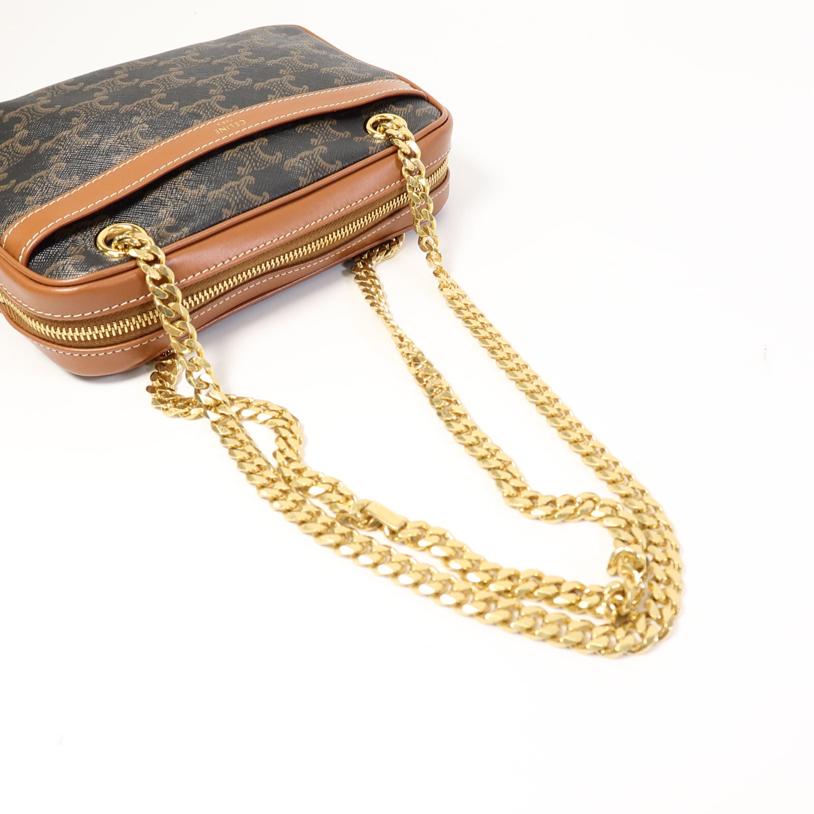 CELINE 塗層帆布Small Patapans鏈帶肩背袋