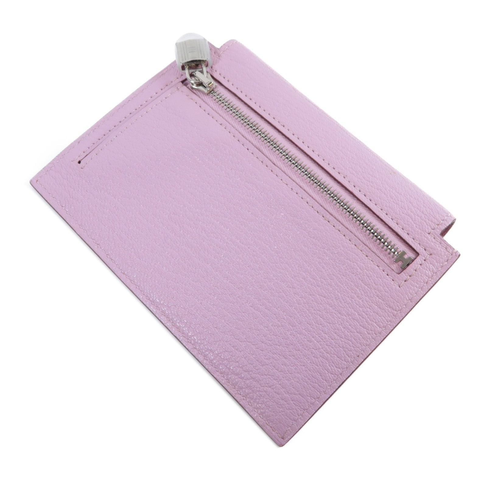 HERMES 【激減優惠】Chevre皮革Kelly Pocket金扣卡片套/零錢包Mauve Sylvestre錦葵紫色