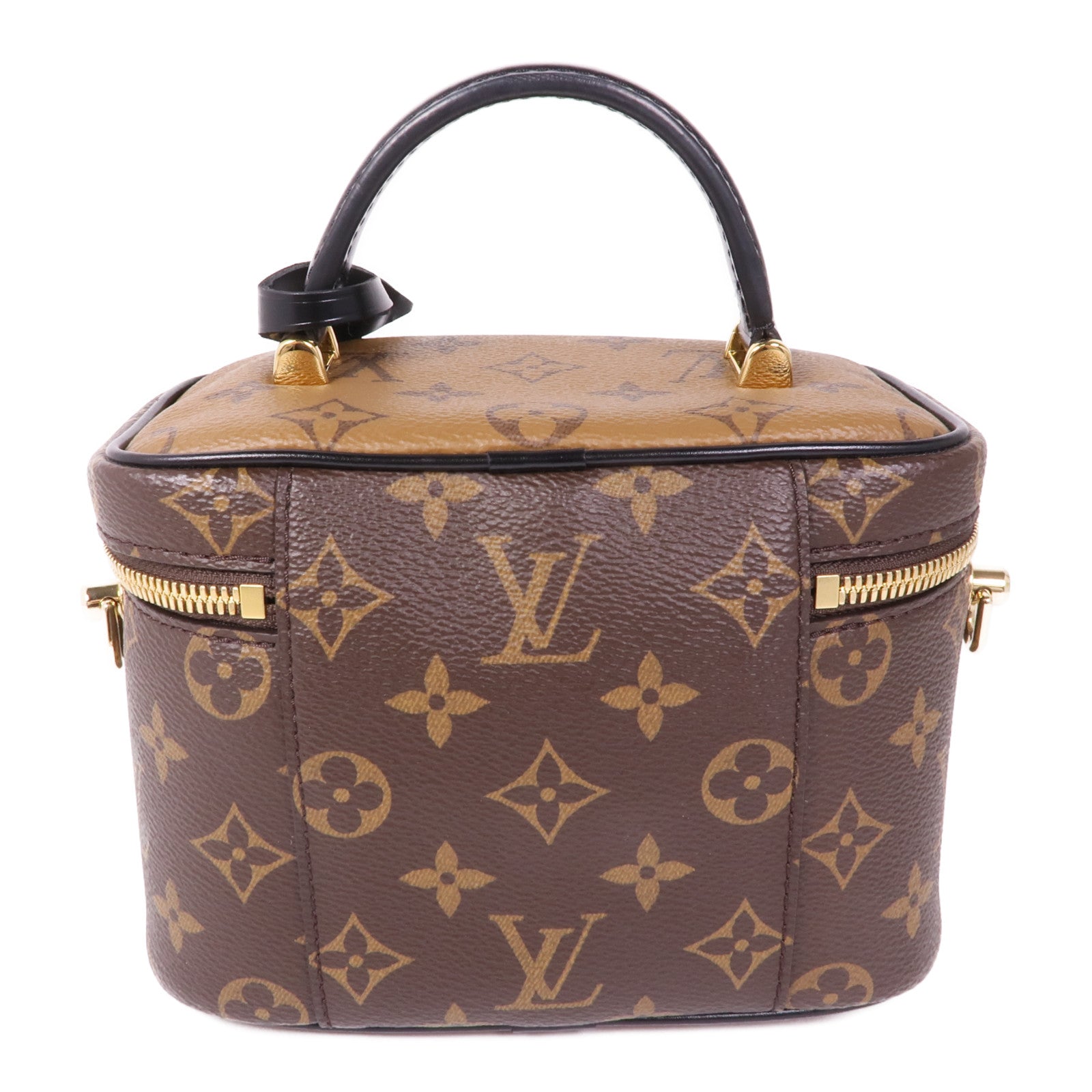 LOUIS VUITTON Monogram Reverse Vanity PM金扣手挽肩背兩用袋棕色