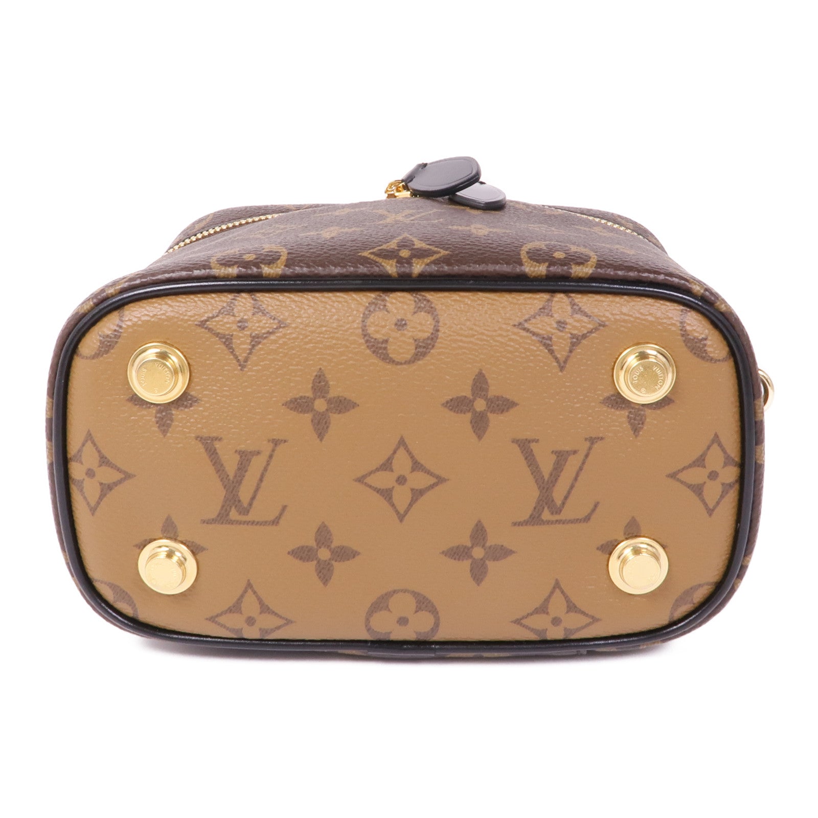 LOUIS VUITTON Monogram Reverse Vanity PM金扣手挽肩背兩用袋棕色