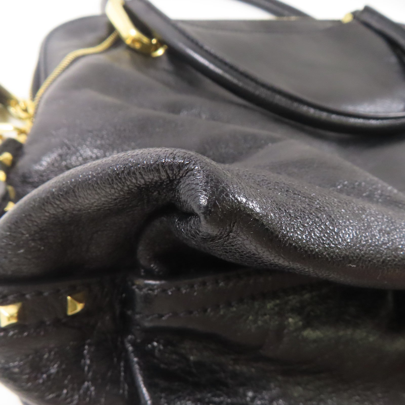 MARC JACOBS 牛皮皮革Handbag金扣手挽袋黑色