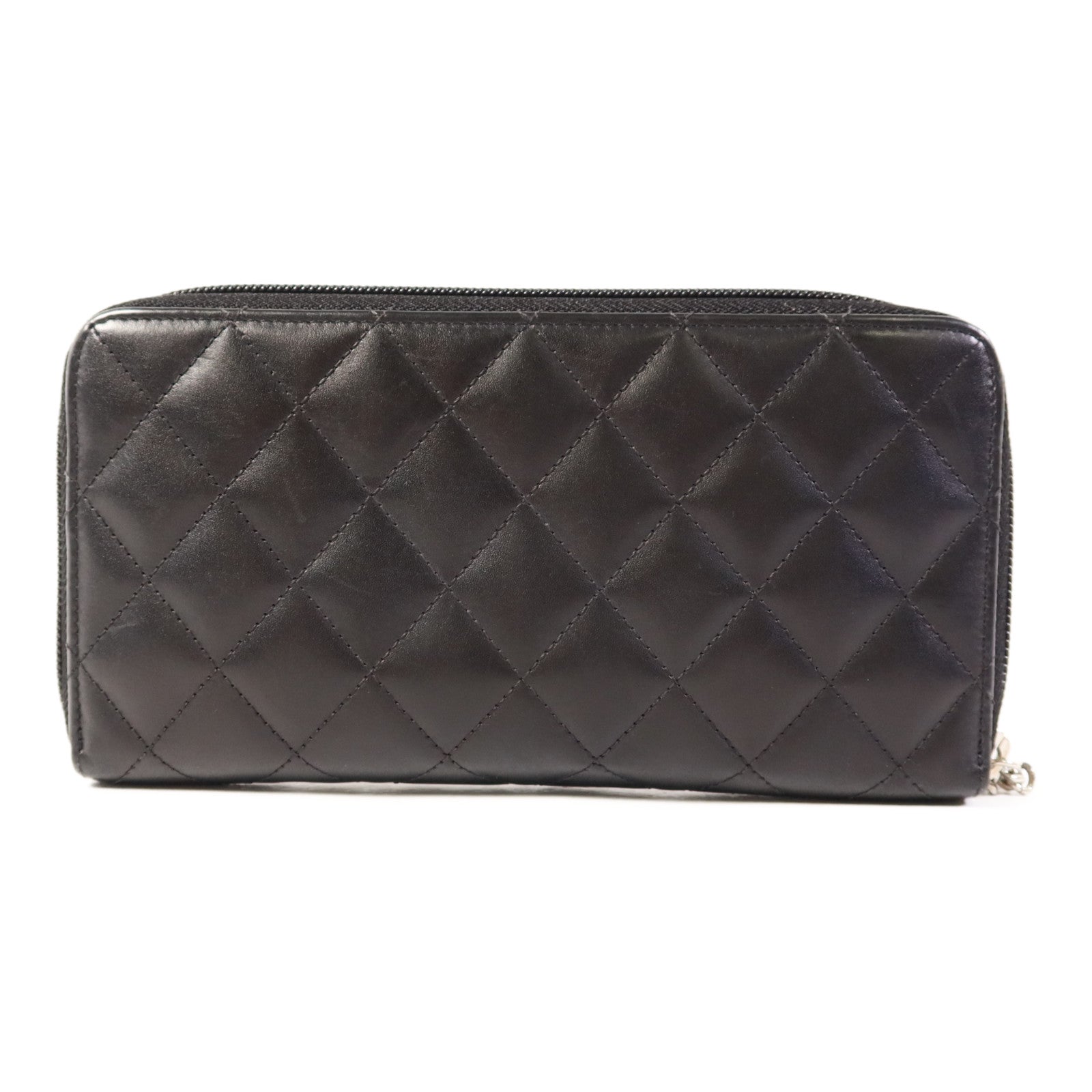 CHANEL 牛皮皮革Cambon Long Round Wallet銀扣長錢包