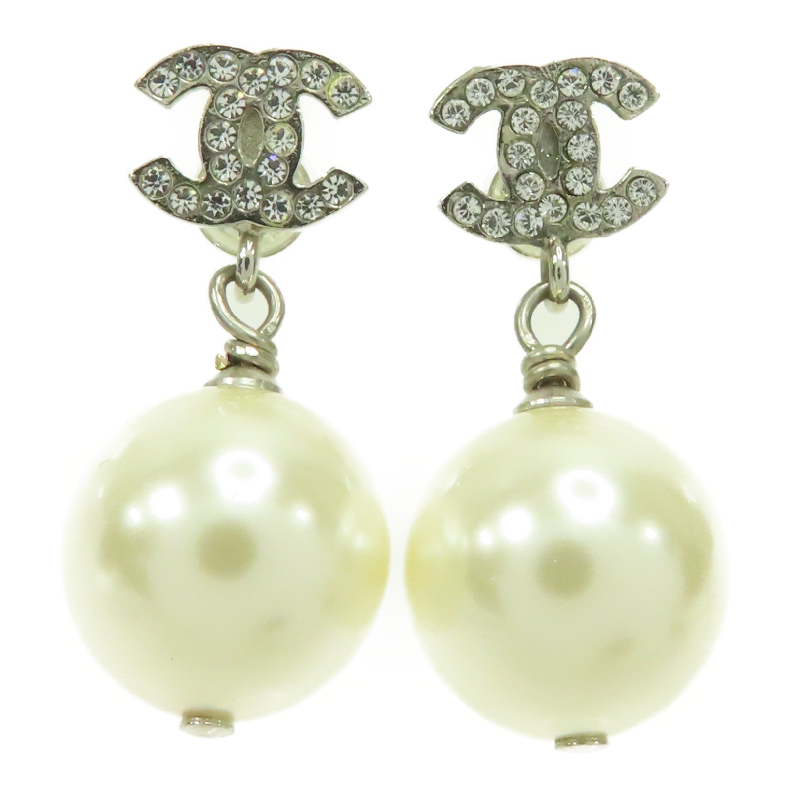 CHANEL PVC/金屬Earrings耳環銀色/白色
