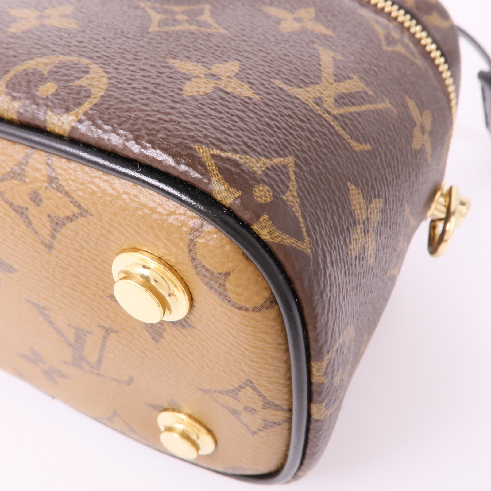 LOUIS VUITTON Monogram Reverse Vanity PM金扣手挽肩背兩用袋棕色