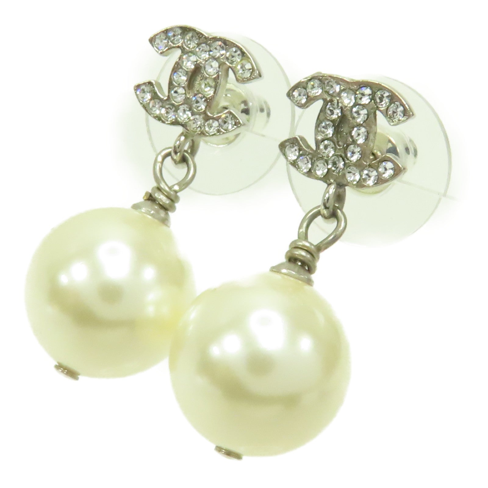 CHANEL PVC/金屬Earrings耳環銀色/白色