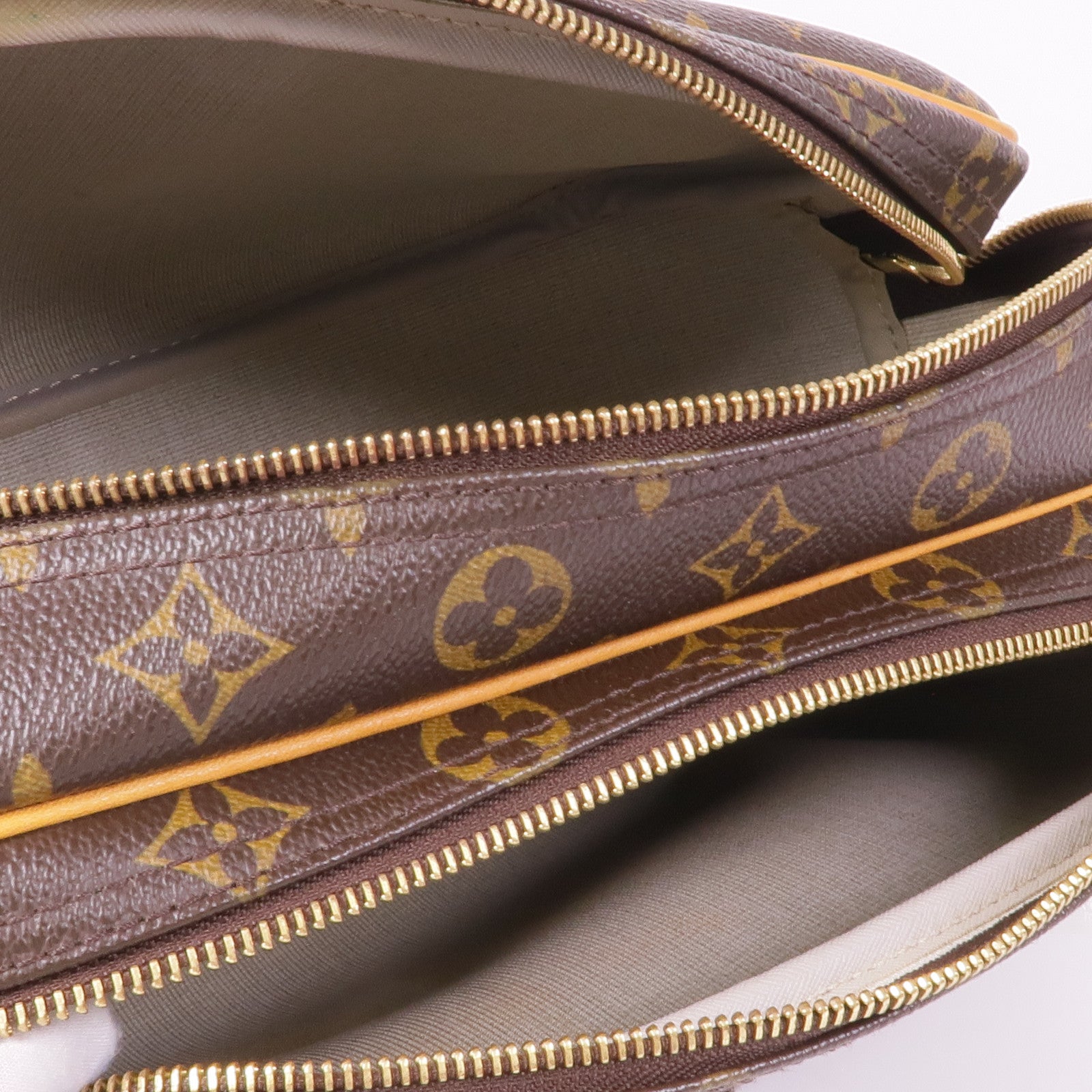 LOUIS VUITTON Monogram Reporter PM金扣肩背袋棕色