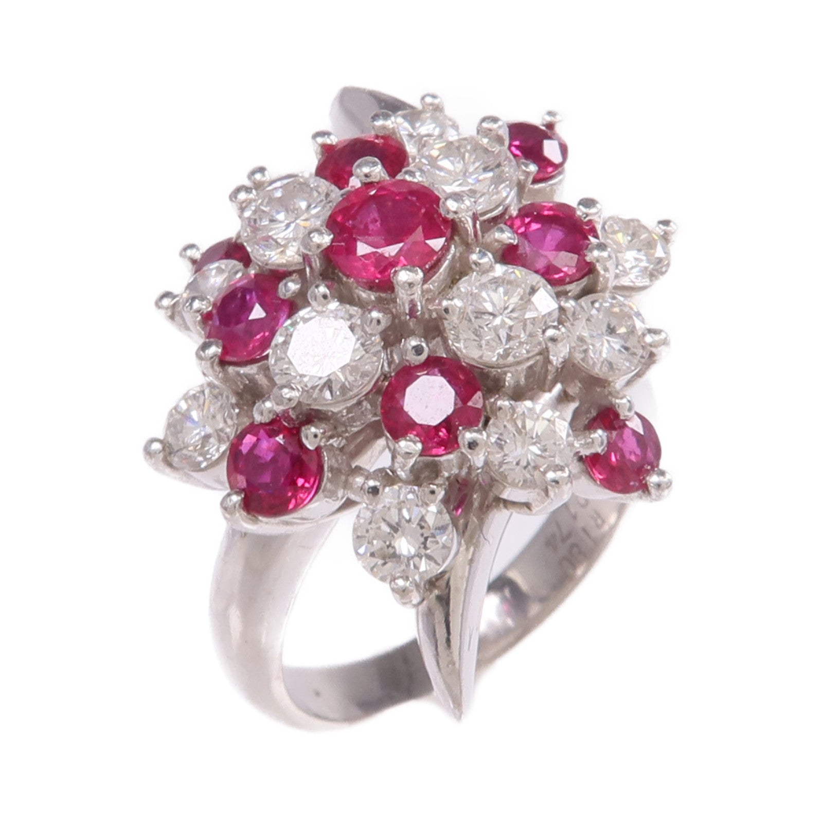JEWELRY PT900鉑金Ruby Diamond Ring紅寶石/鑽石戒指US#5.5