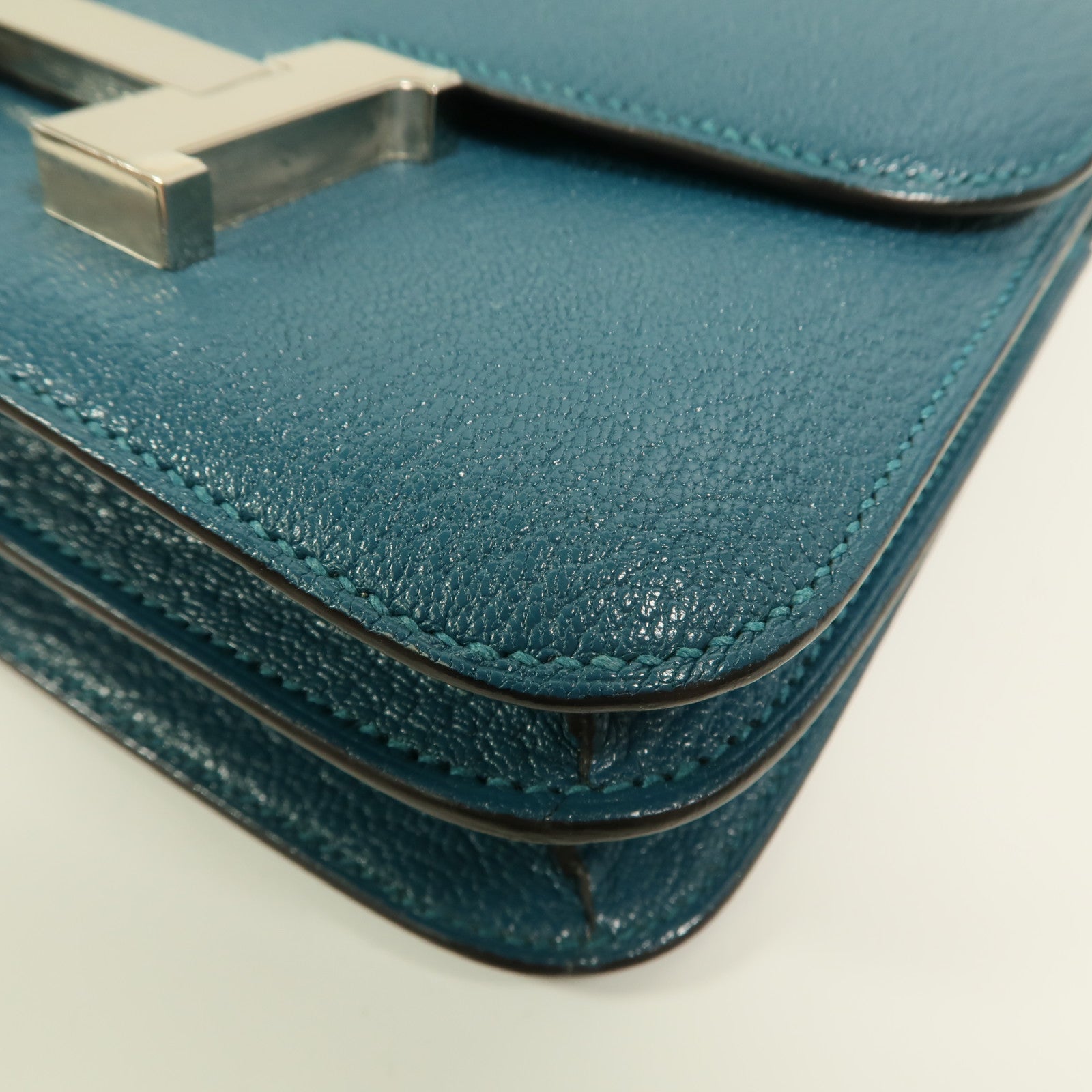 HERMES Chevre Mysore皮革Constance Mini肩背袋Vert Bosphore