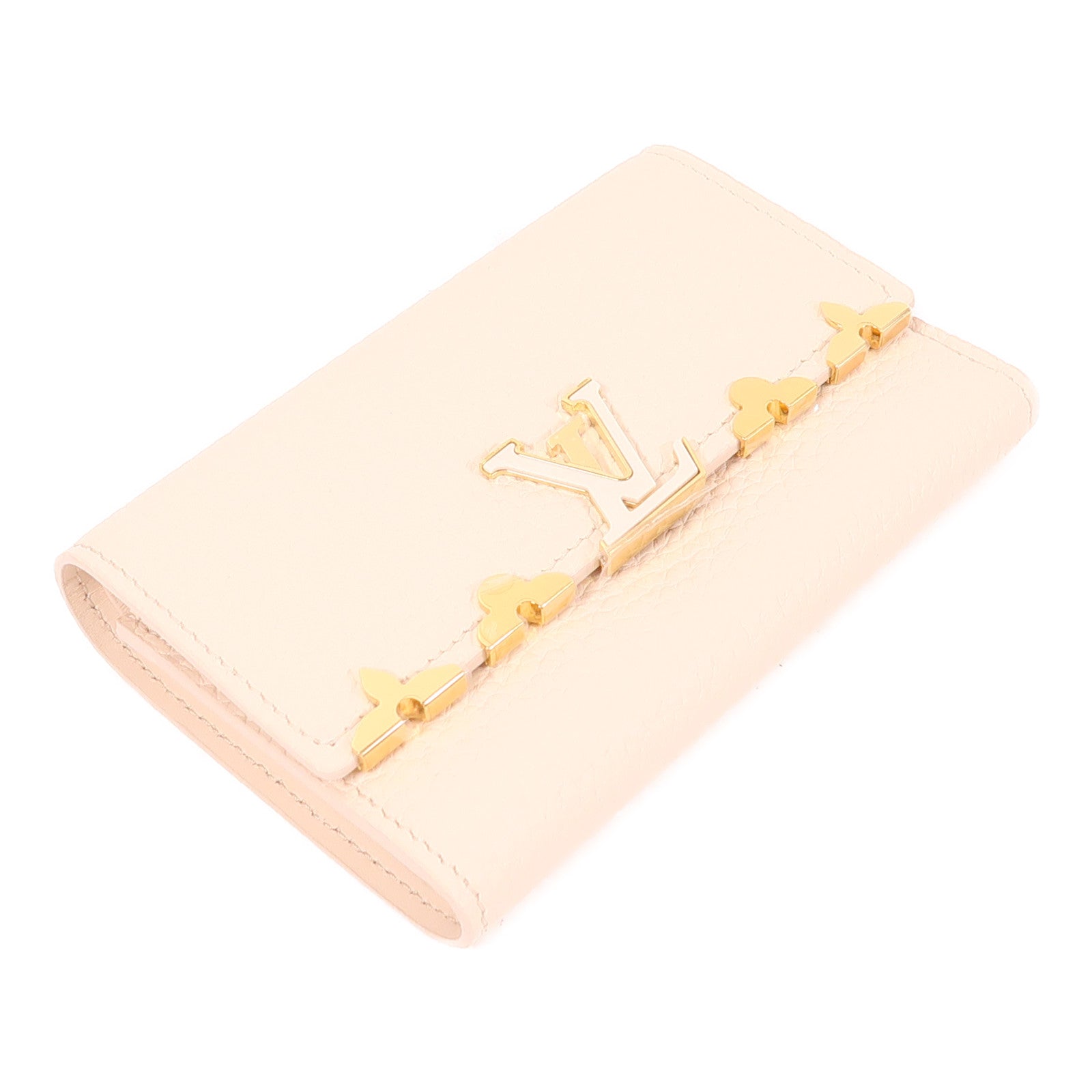 LOUIS VUITTON 【激減優惠】牛皮皮革Capucines Compact Wallet金扣錢包