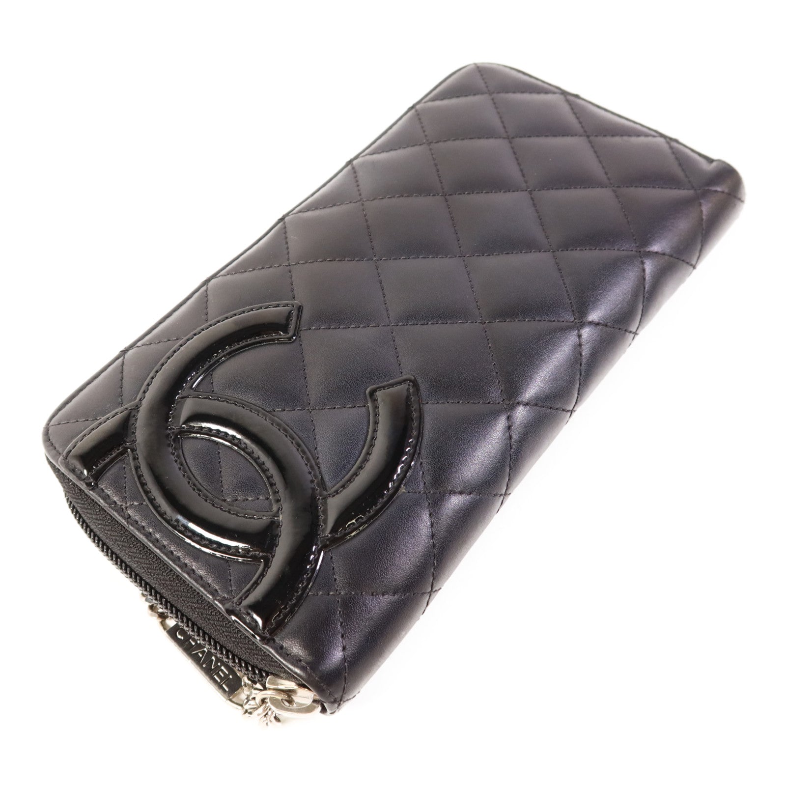 CHANEL 牛皮皮革Cambon Long Round Wallet銀扣長錢包