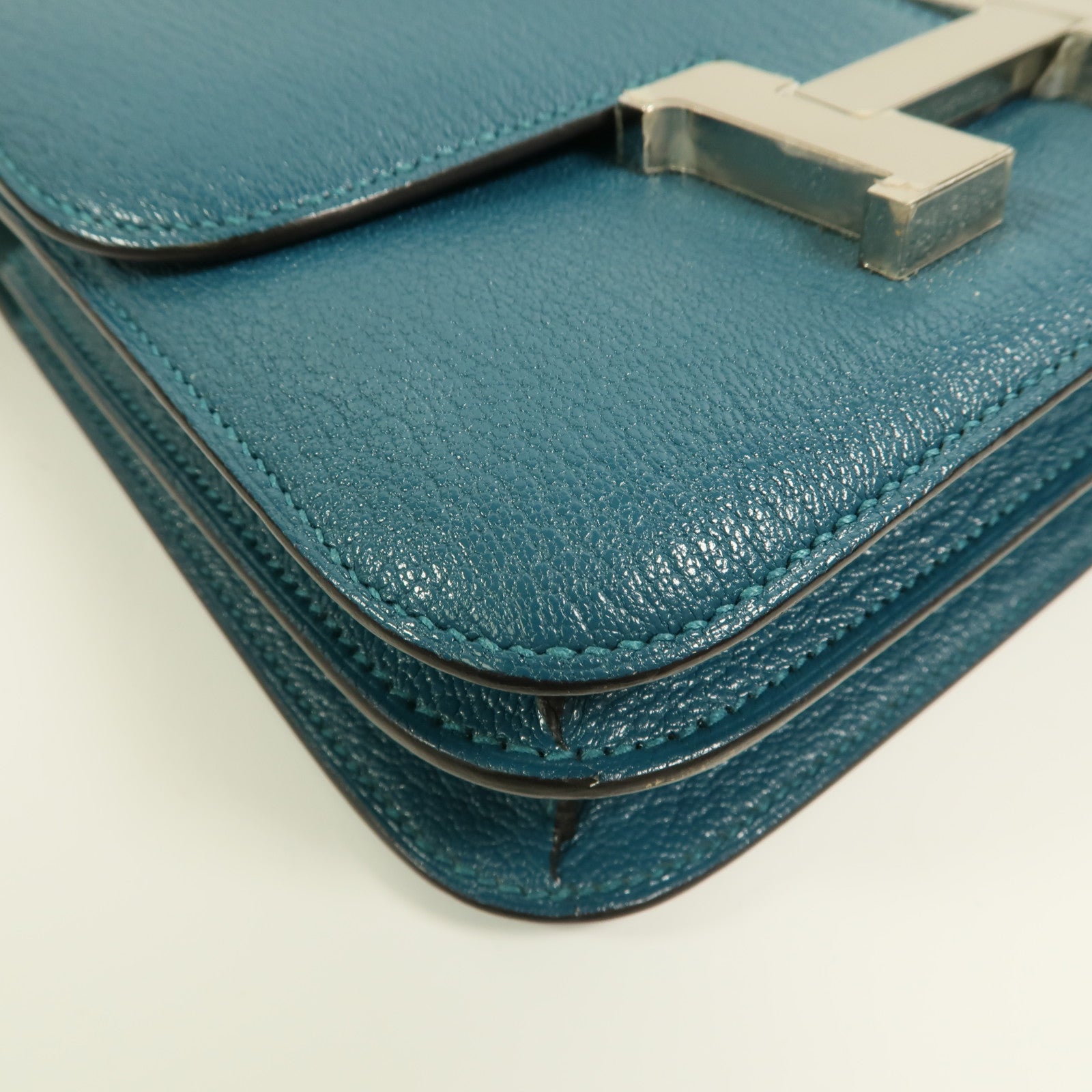 HERMES Chevre Mysore皮革Constance Mini肩背袋Vert Bosphore