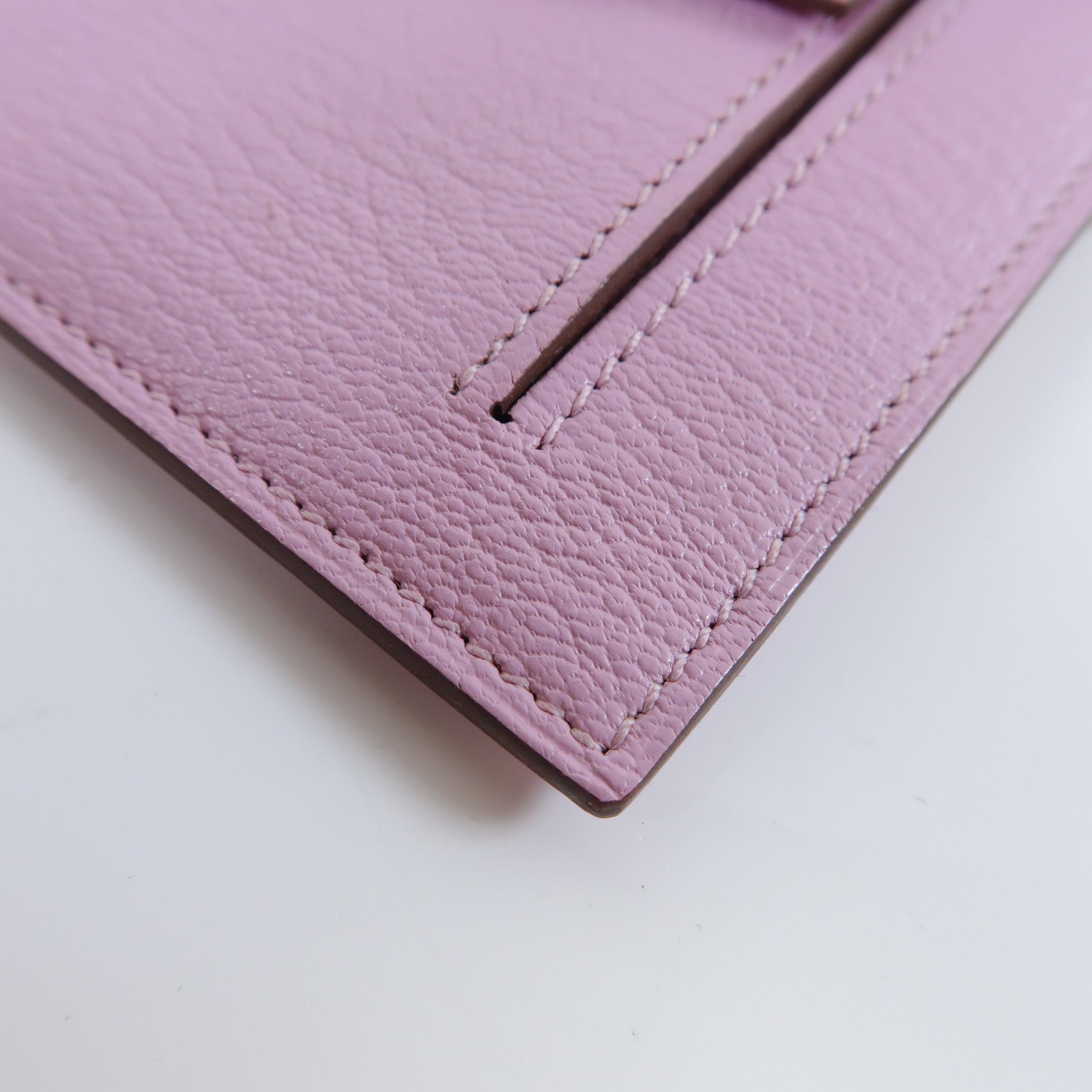 HERMES 【激減優惠】Chevre皮革Kelly Pocket金扣卡片套/零錢包Mauve Sylvestre錦葵紫色
