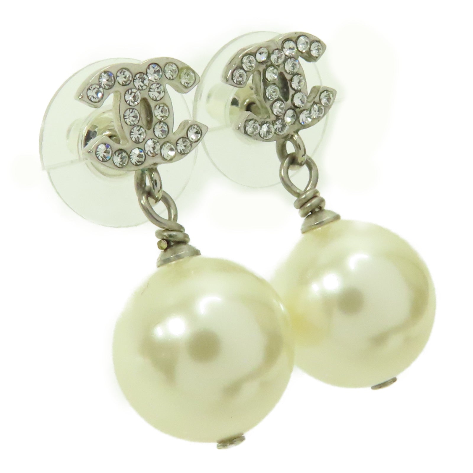 CHANEL PVC/金屬Earrings耳環銀色/白色