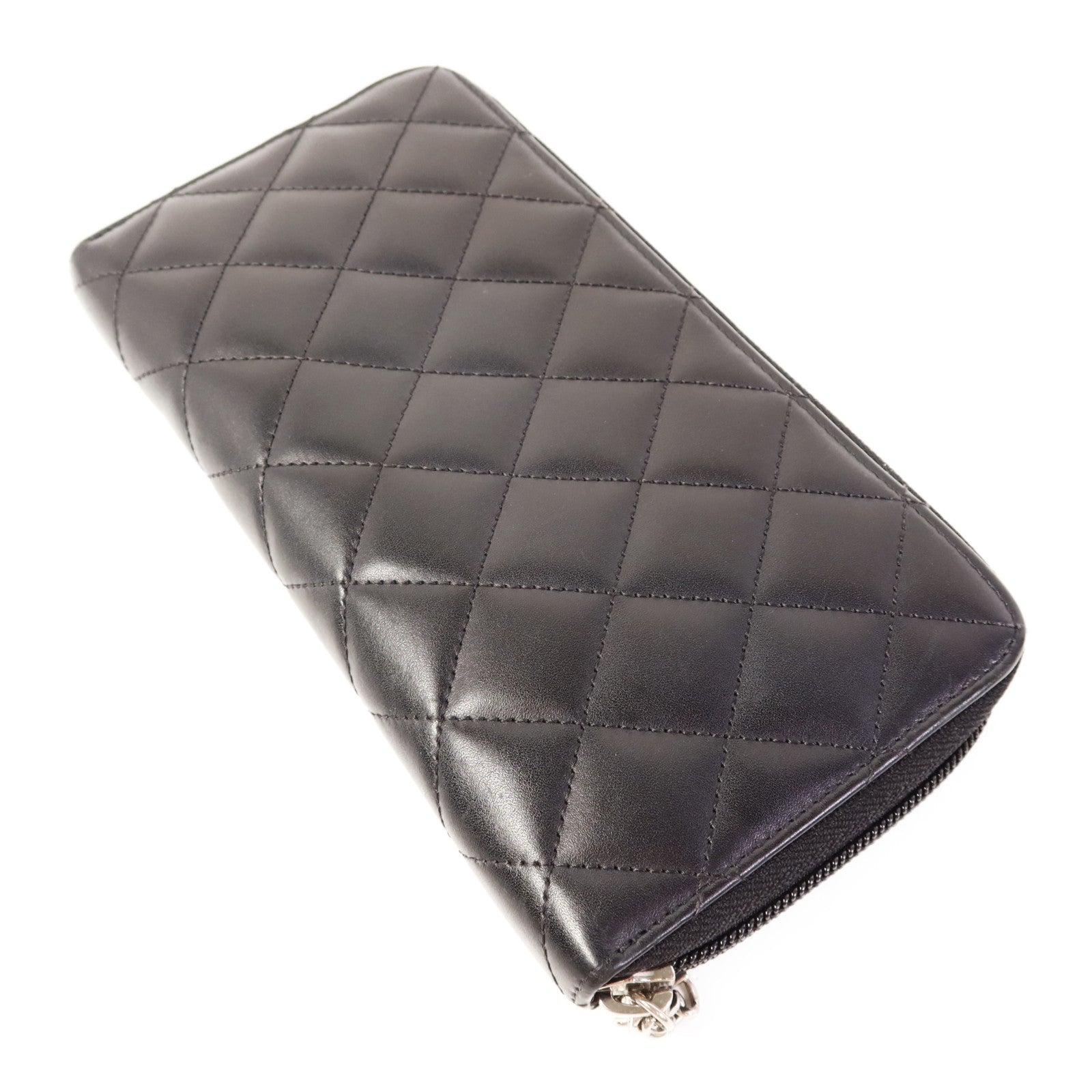 CHANEL 牛皮皮革Cambon Long Round Wallet銀扣長錢包