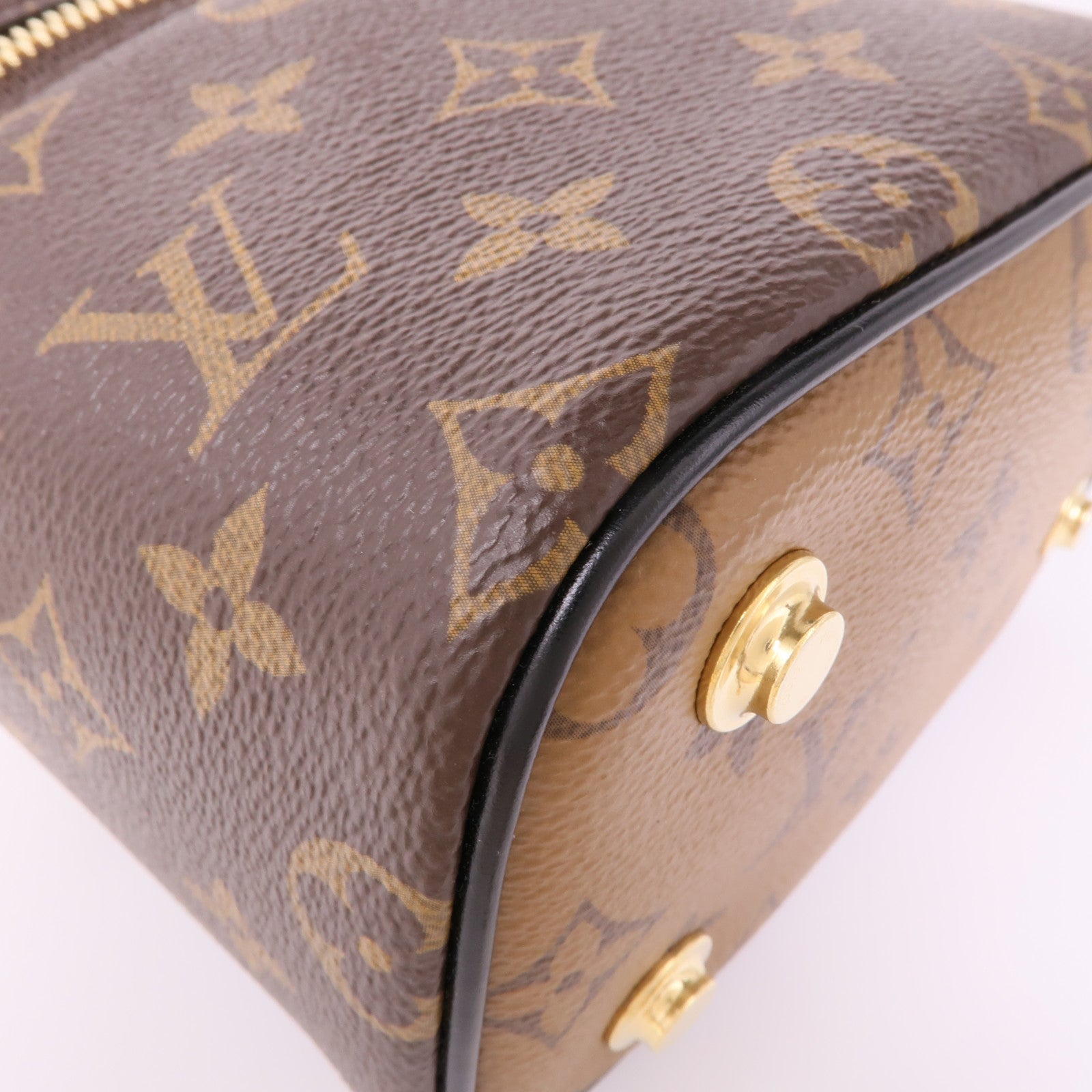 LOUIS VUITTON Monogram Reverse Vanity PM金扣手挽肩背兩用袋棕色