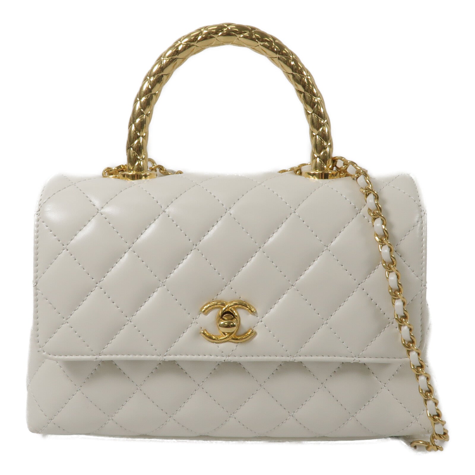 CHANEL 牛皮皮革CoCo Handle Small鏈帶手挽肩背兩用袋