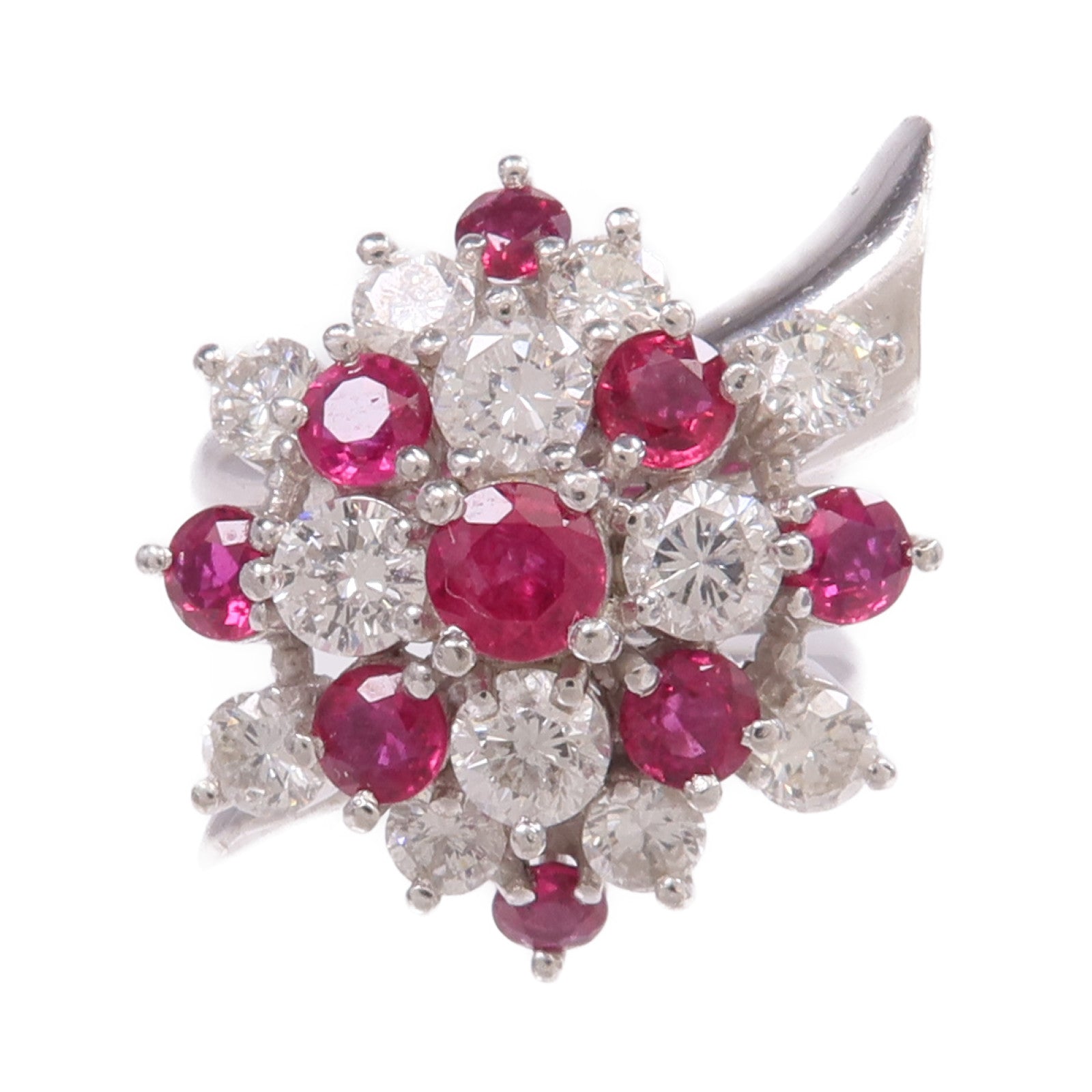 JEWELRY PT900鉑金Ruby Diamond Ring紅寶石/鑽石戒指US#5.5