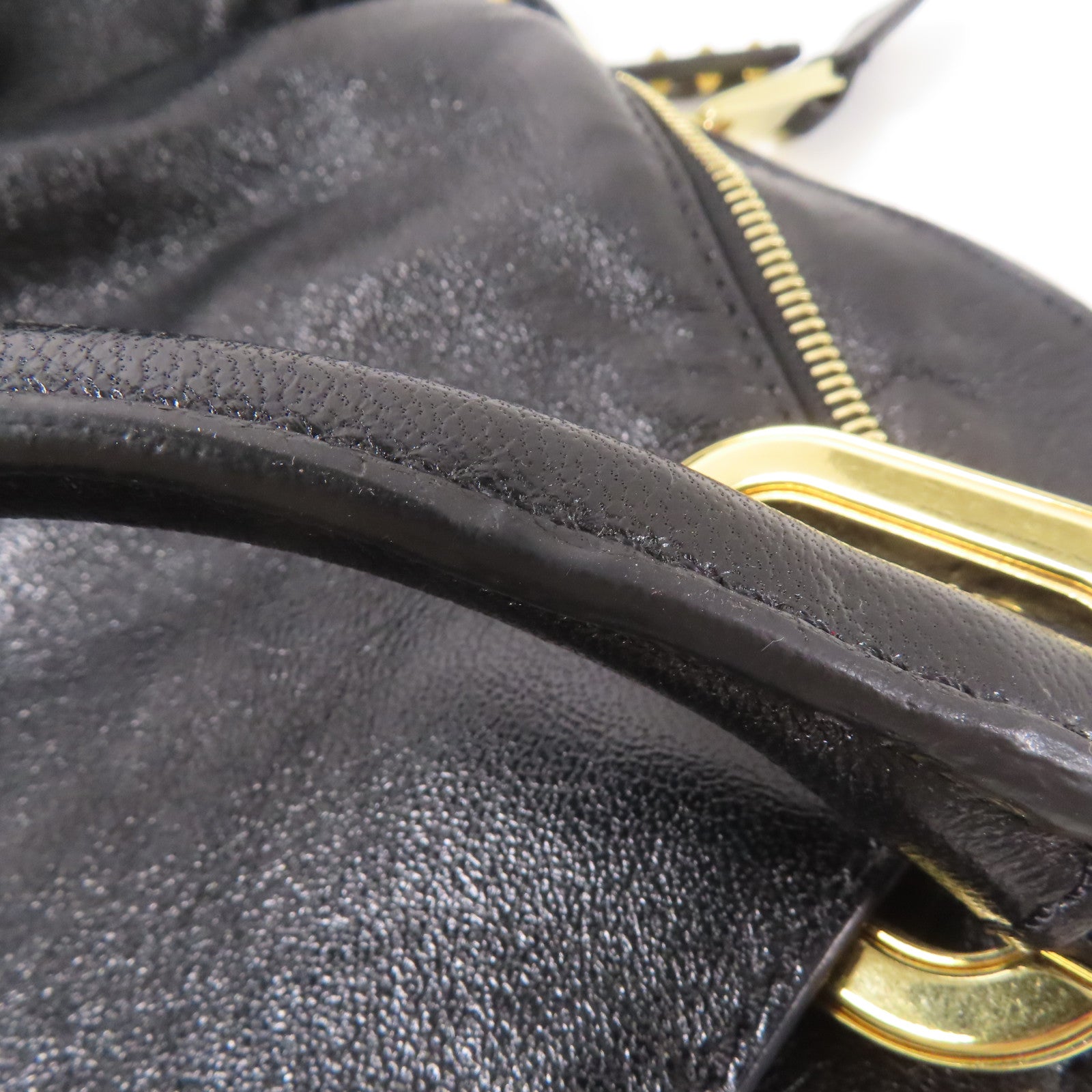 MARC JACOBS 牛皮皮革Handbag金扣手挽袋黑色